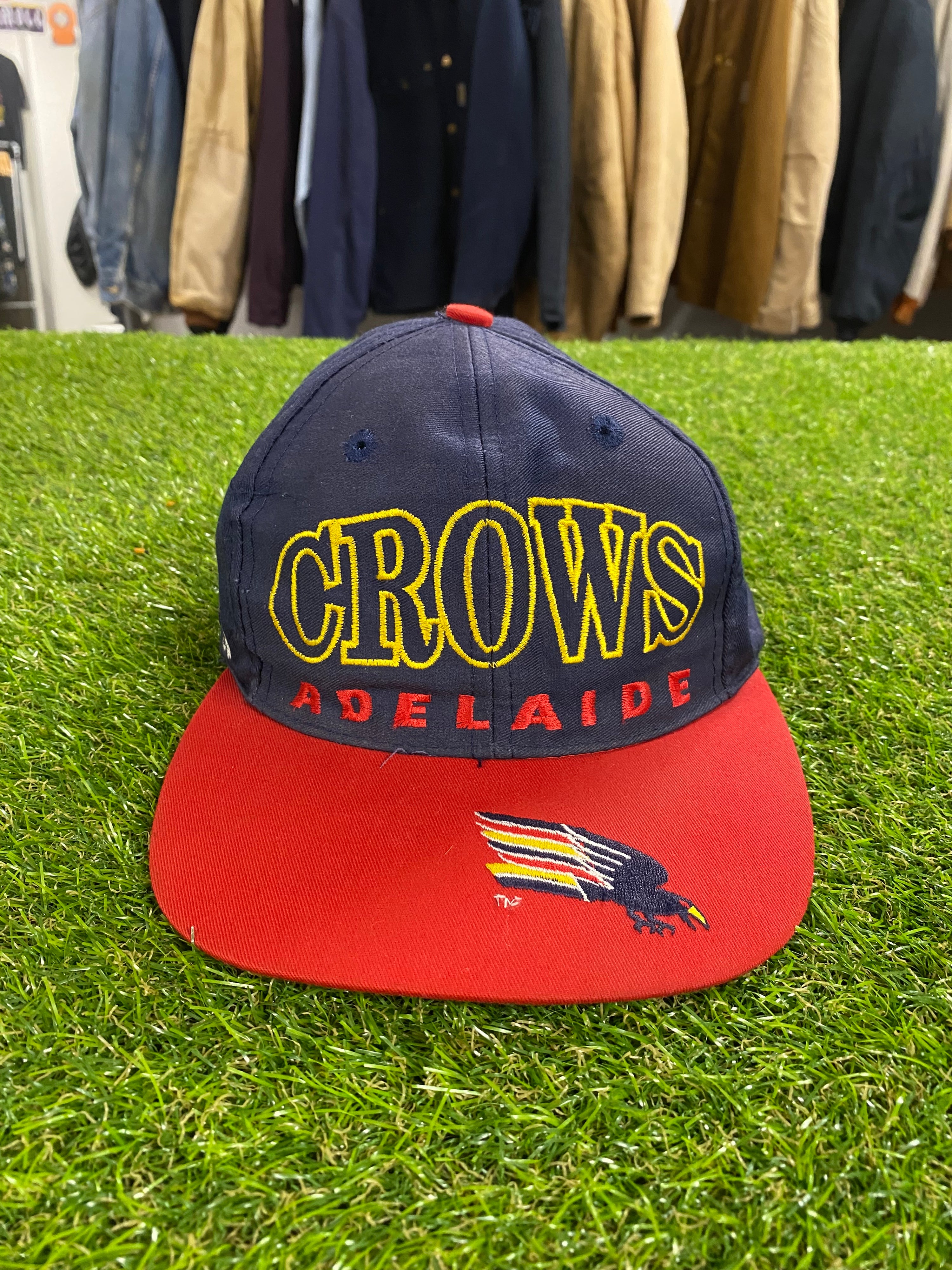 Vintage Adelaide Crows Cap Red Brim w/ 'CROWS ADELAIDE' Text
