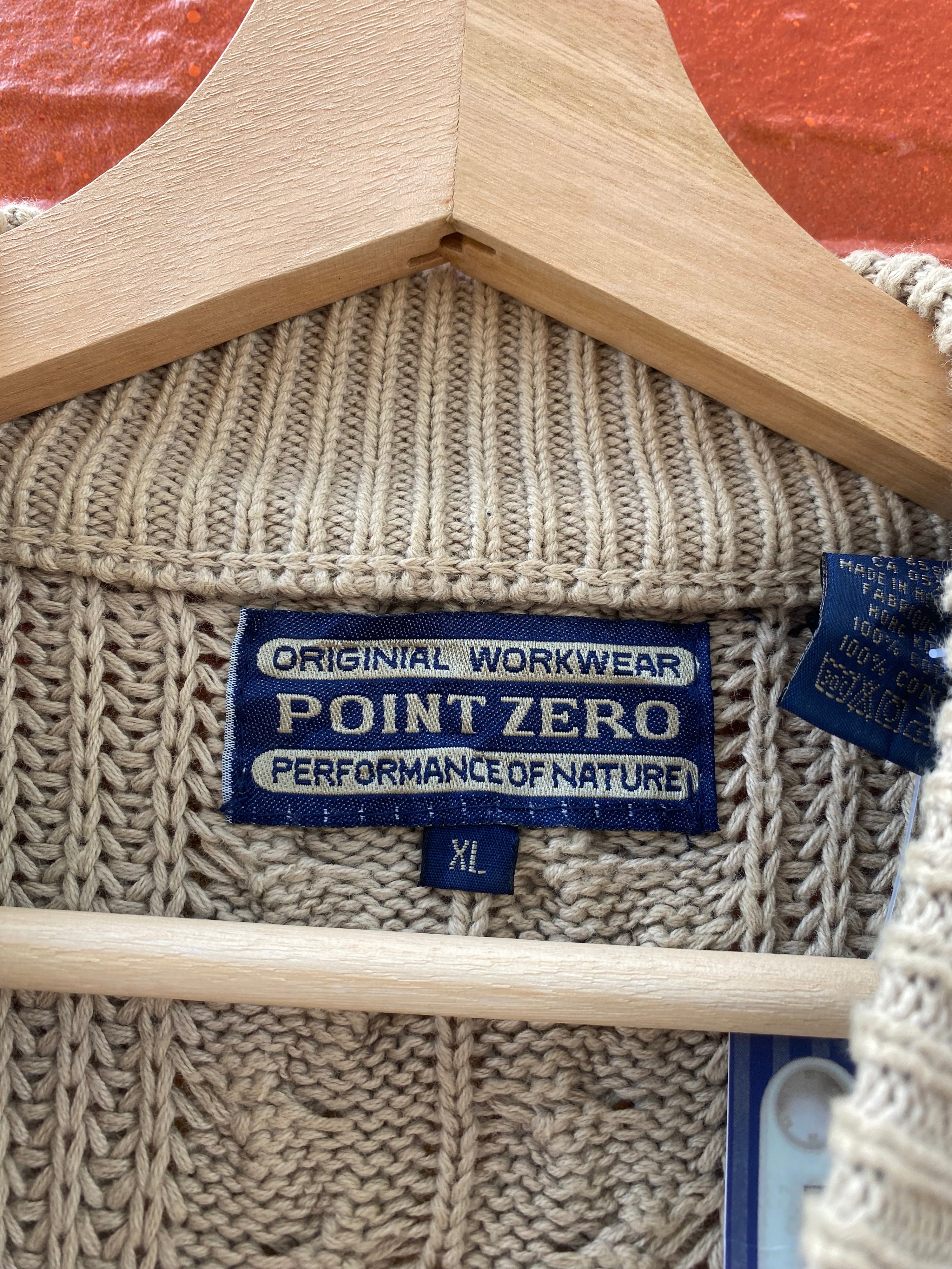 [XL] Point Zero Beige Cable Knit Sweater