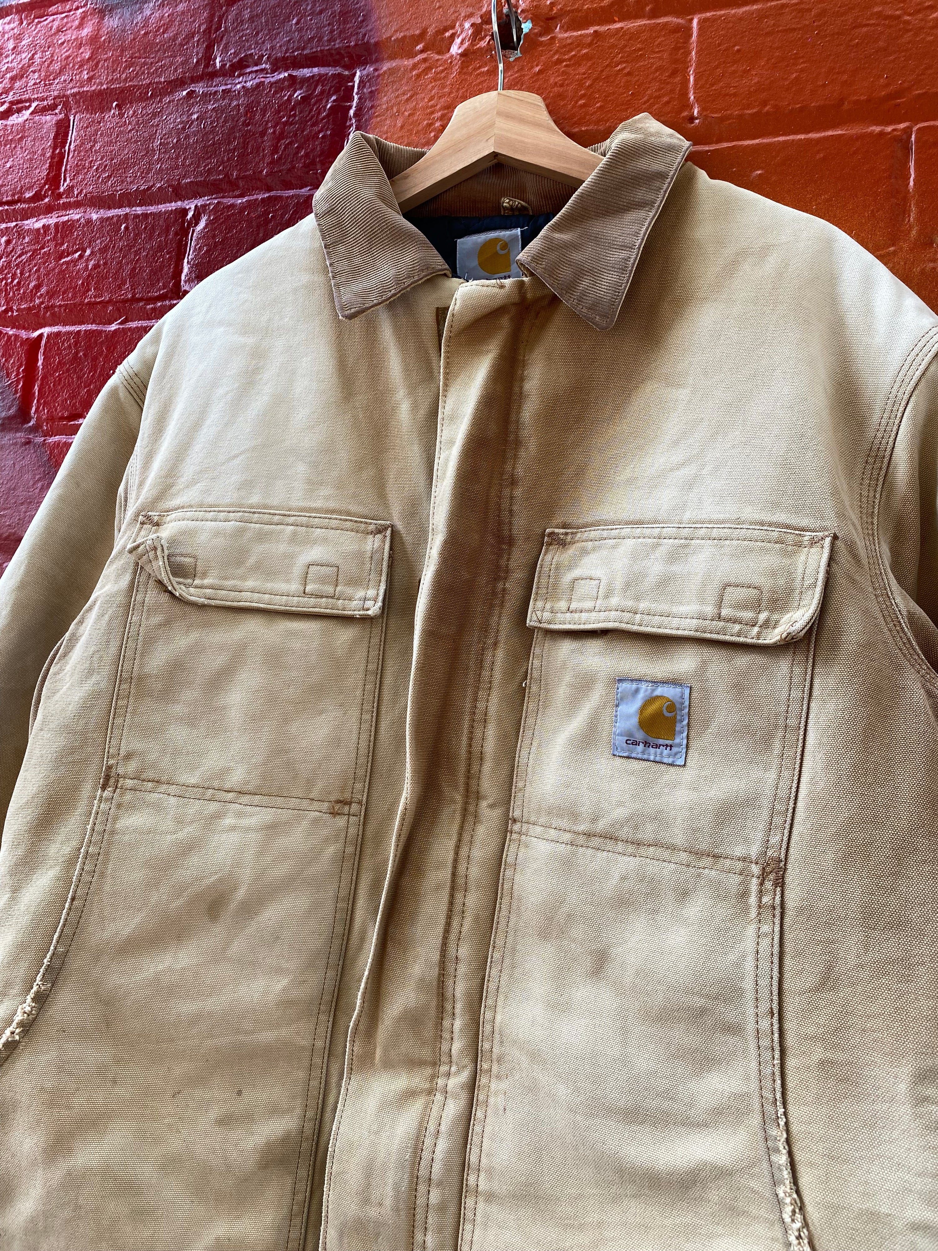 [XLT] Carhartt Tan Chore Jacket Broken ZIp
