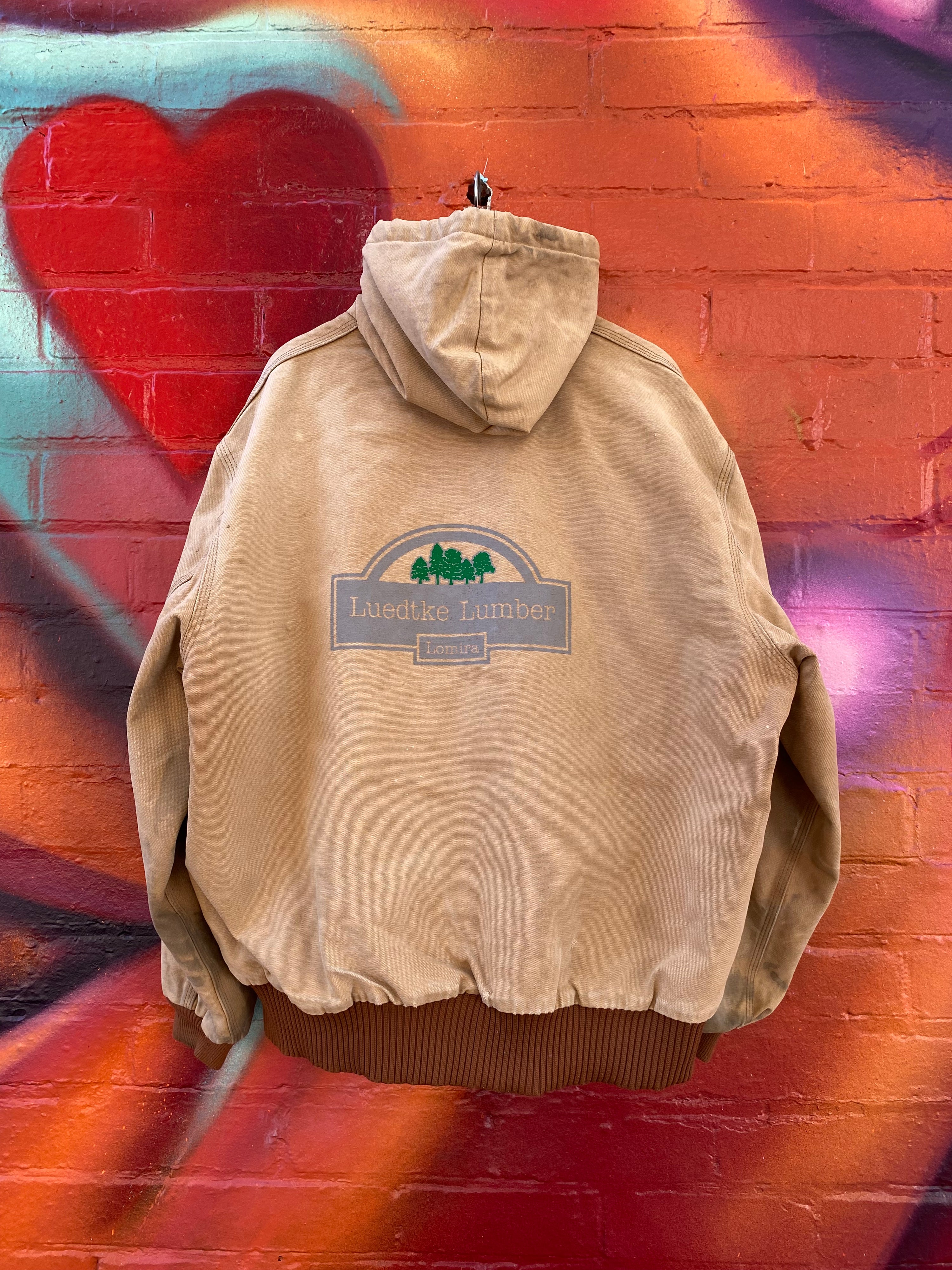 [2XL] Vintage Carhartt 'Luedtke Lumber' Tan Active Jacket