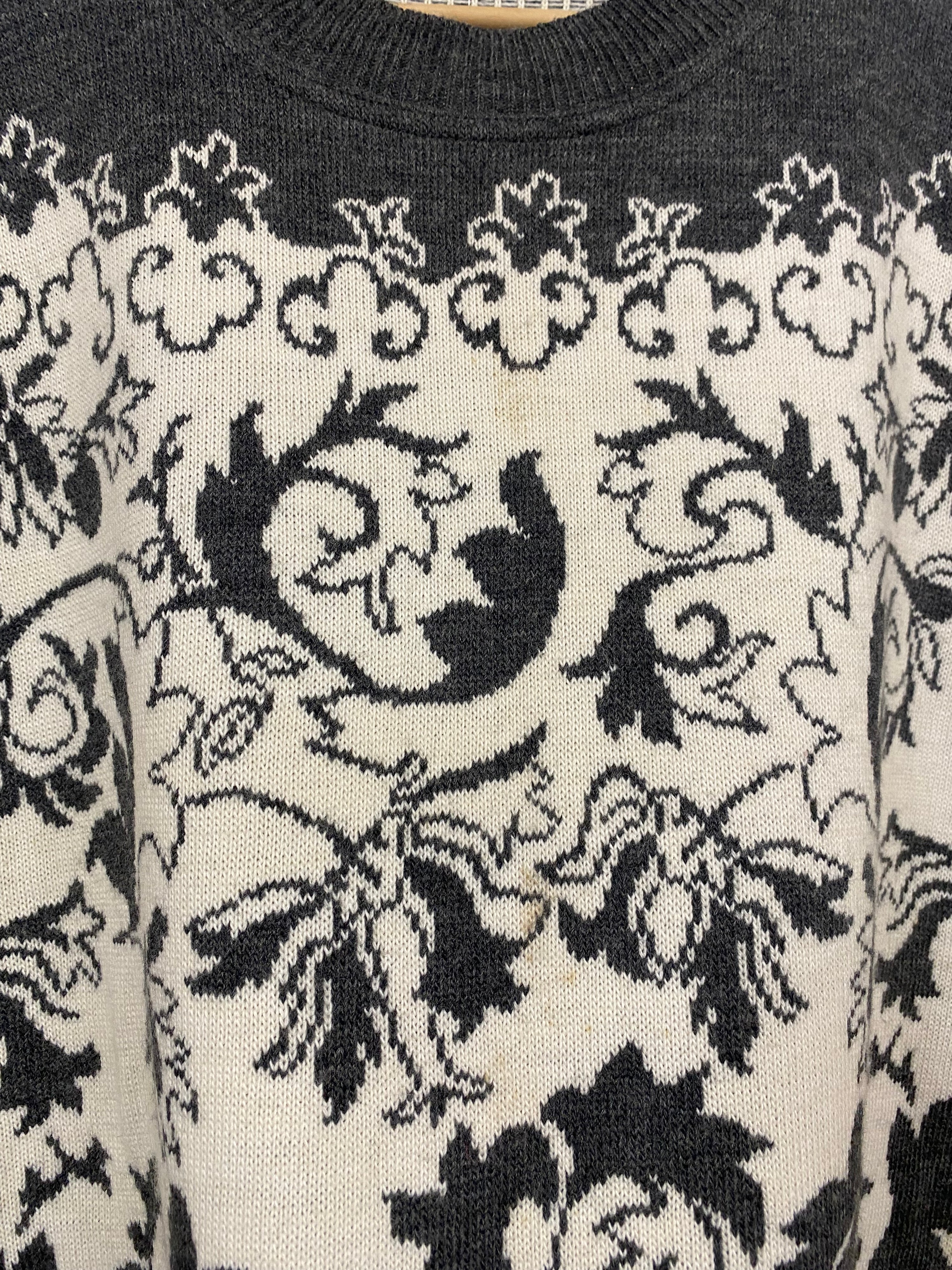 [M] Lidrey Grey/White Filigree Knit Jumper