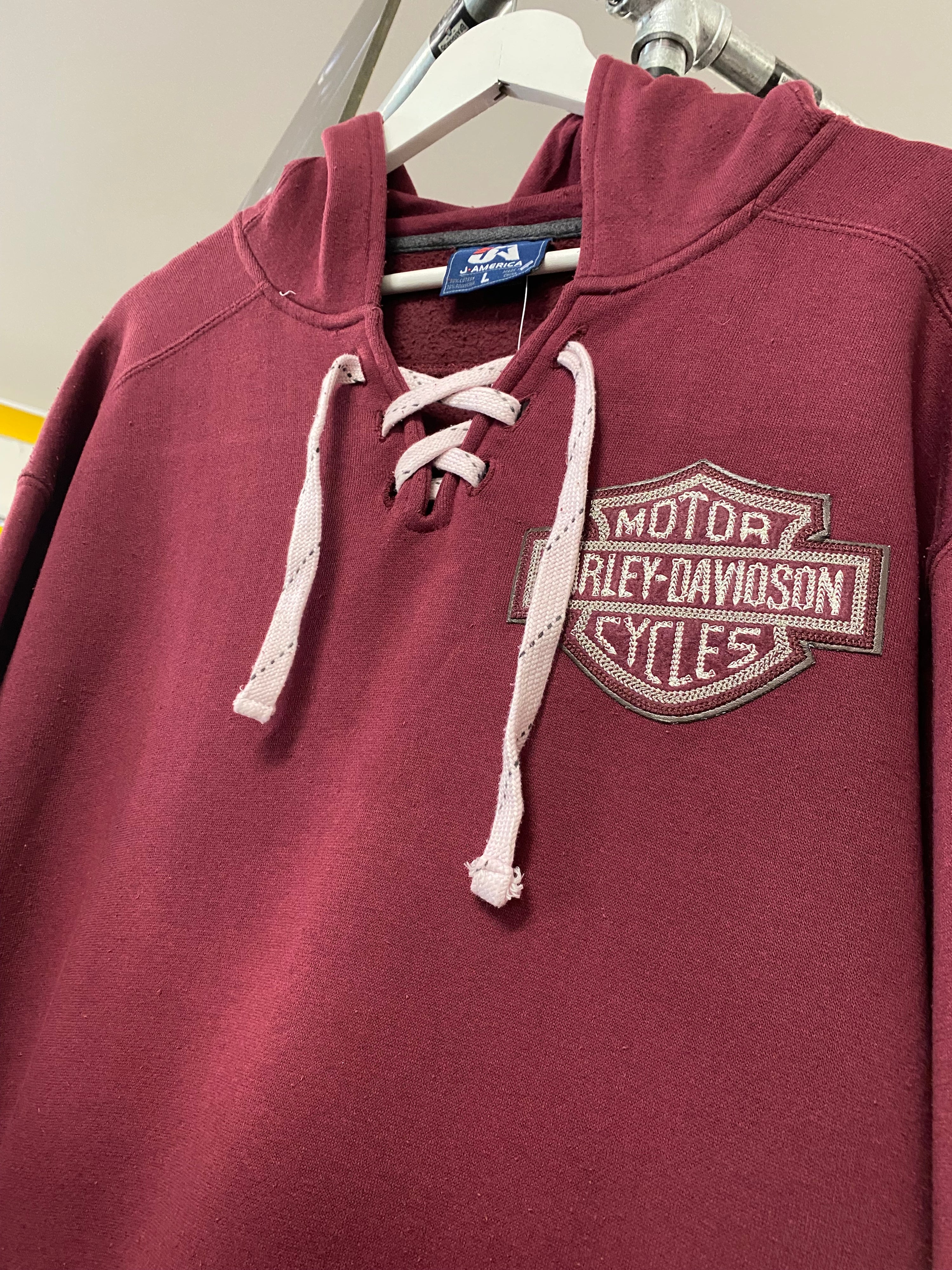 [L] Harley Davidson Maroon Hoodie