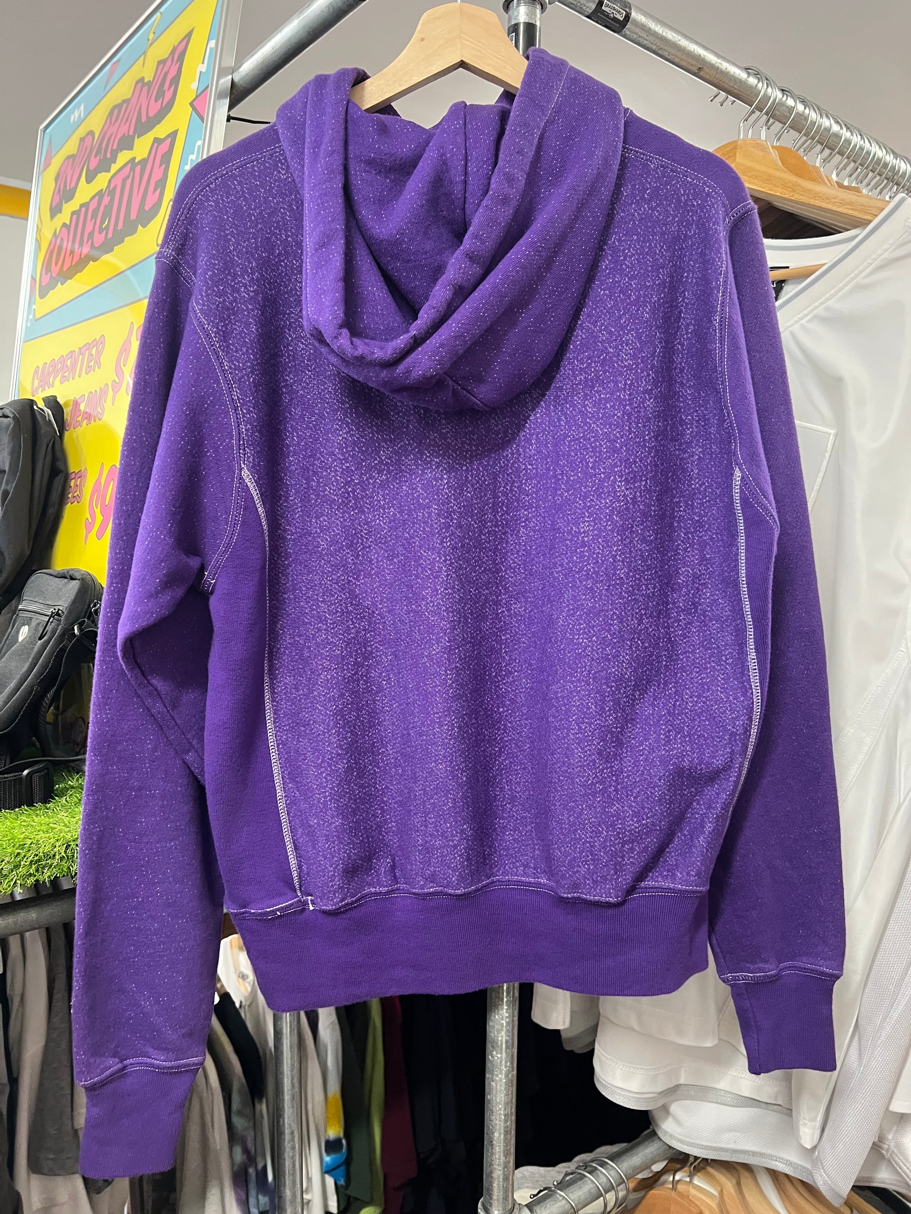 S - Champion Dyed RW x Blue Spellout Snow Purple Hoodie