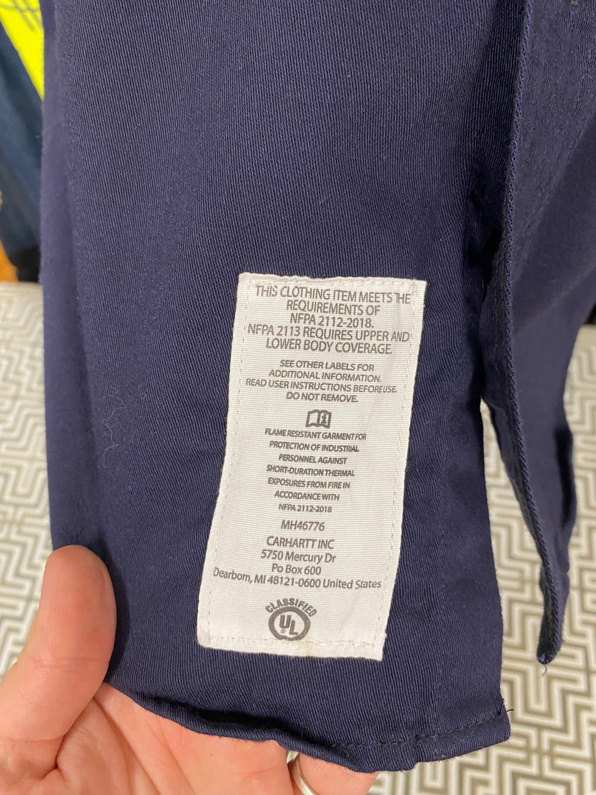 [L] Carhartt FR Navy Long Sleeve Button-up 'Shane'