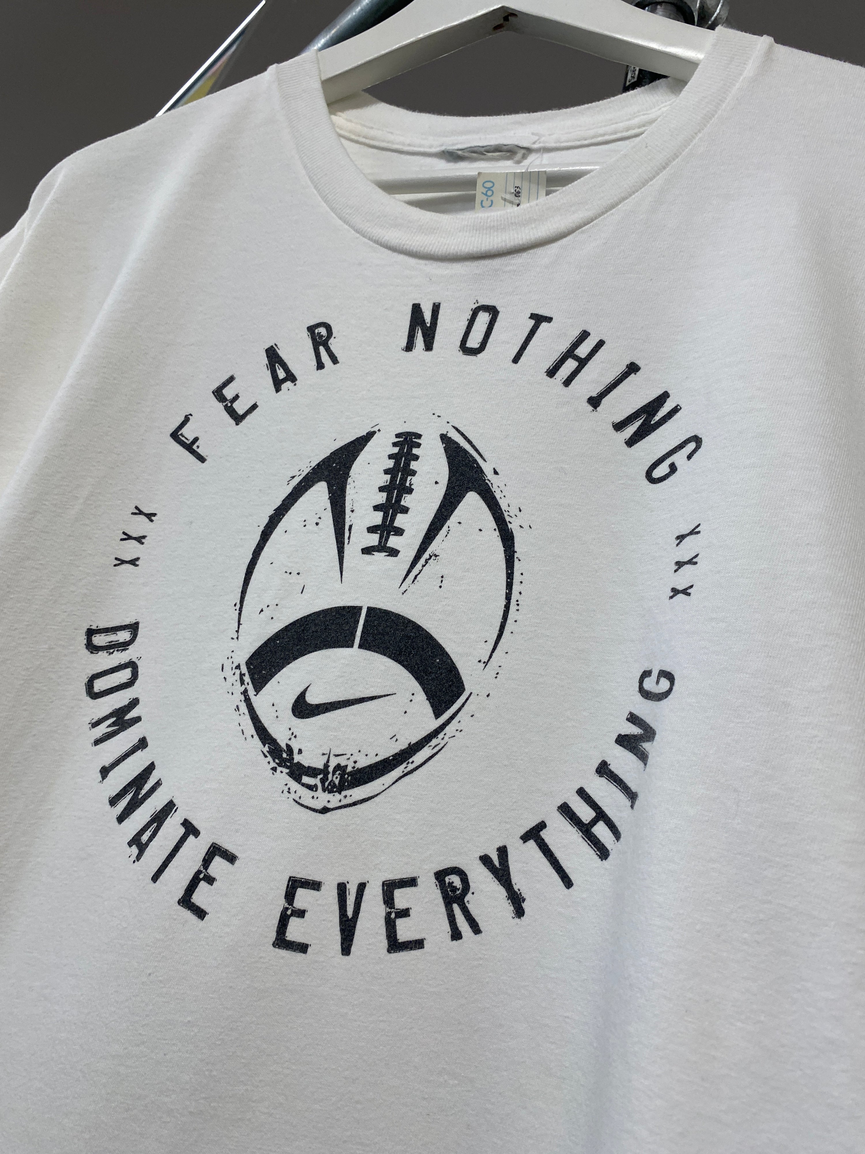 XL - 2000s Nike Fear Nothing, Dominate Everything White Football Tee