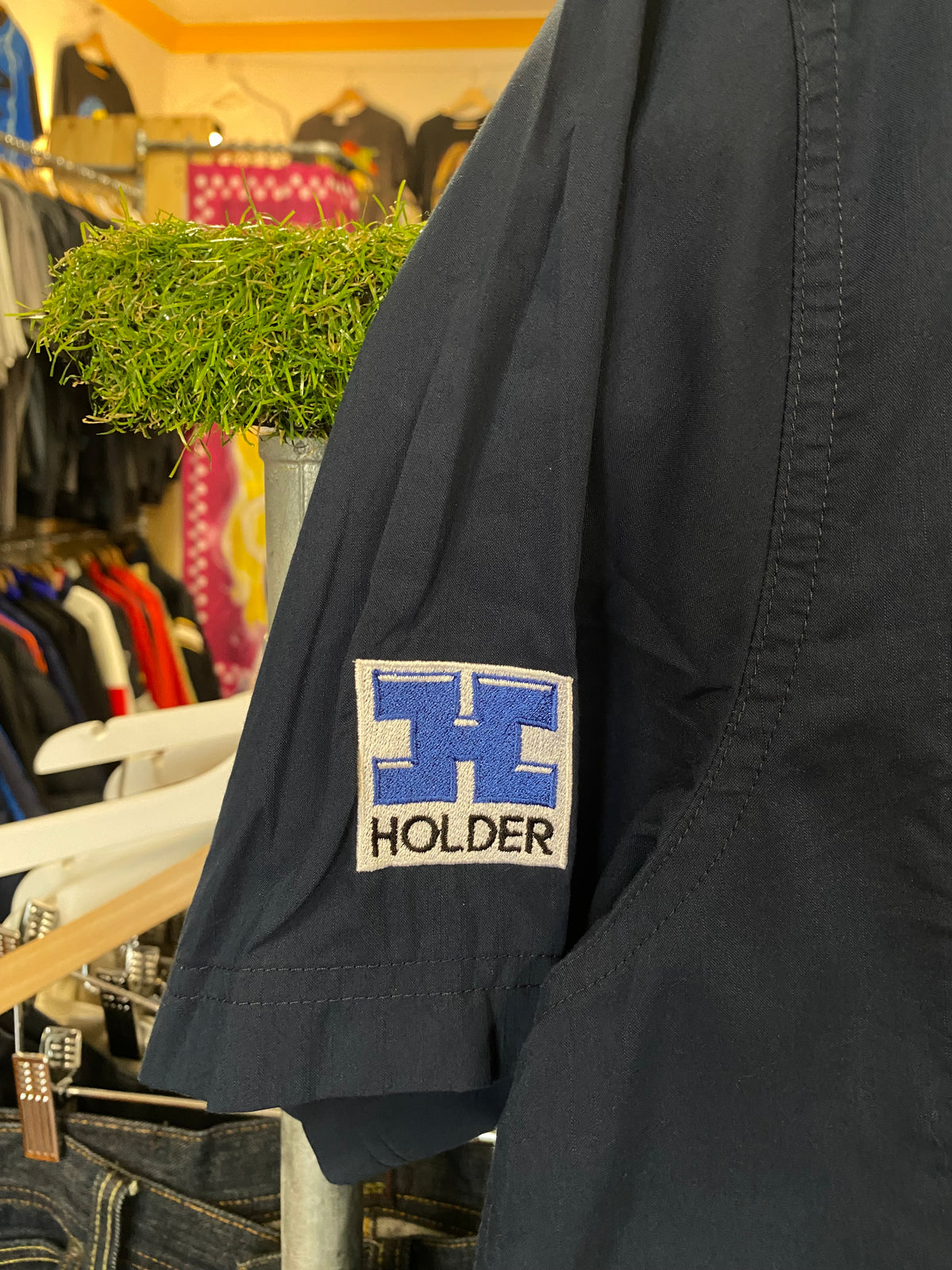 [L] Carhartt Force Navy Short Sleeve Button-up