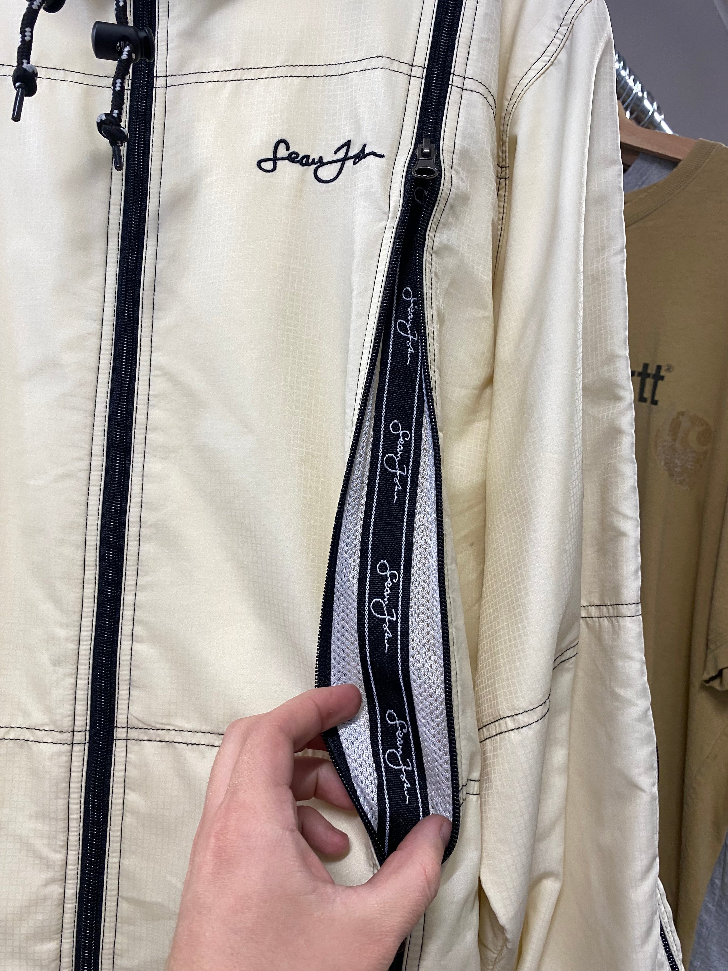 M - 2000s Sean John Multi Zip Cream Zip Up Jacket