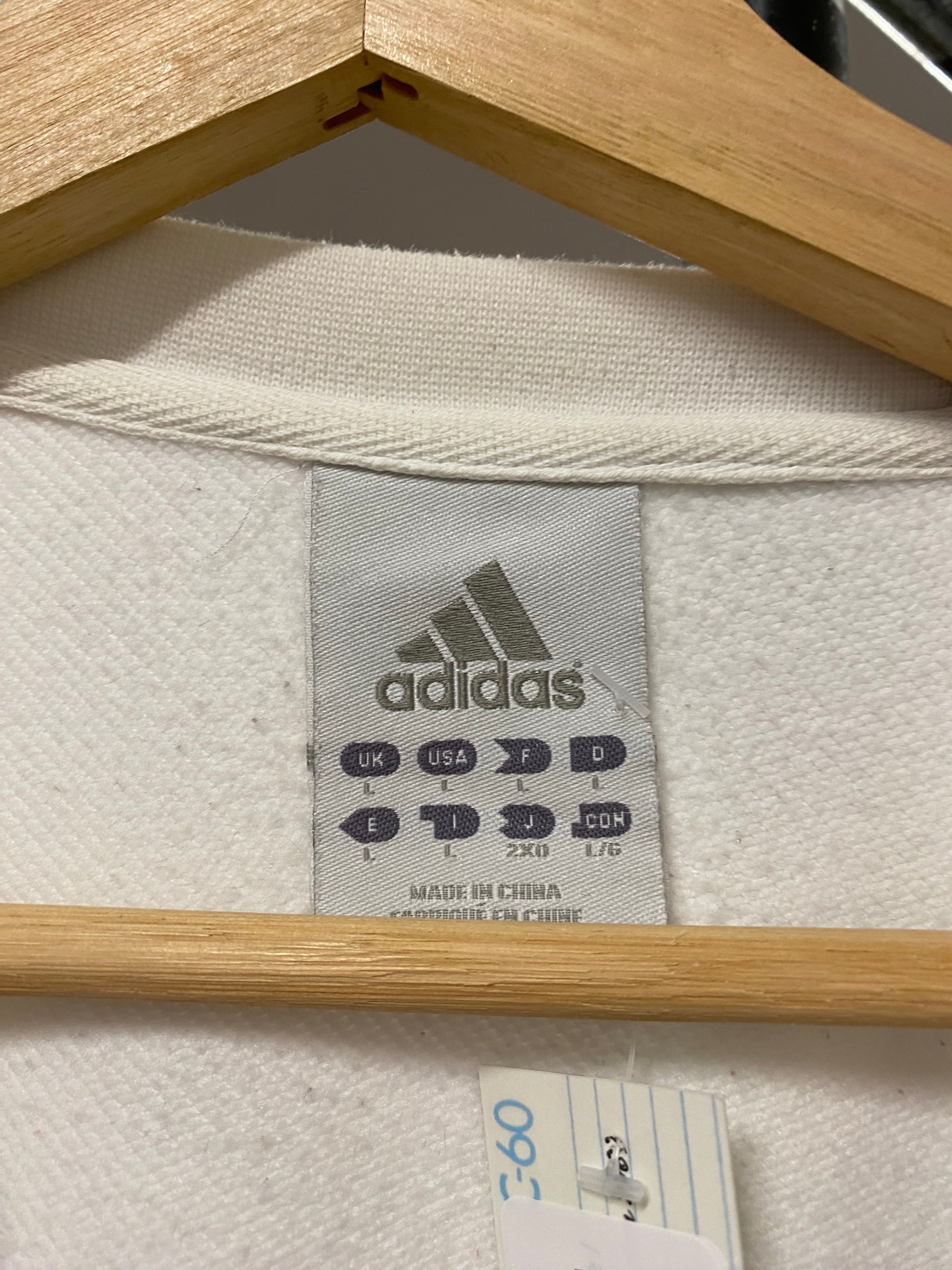 L - 2005 Adidas Embroidered Small Logo White Jumper