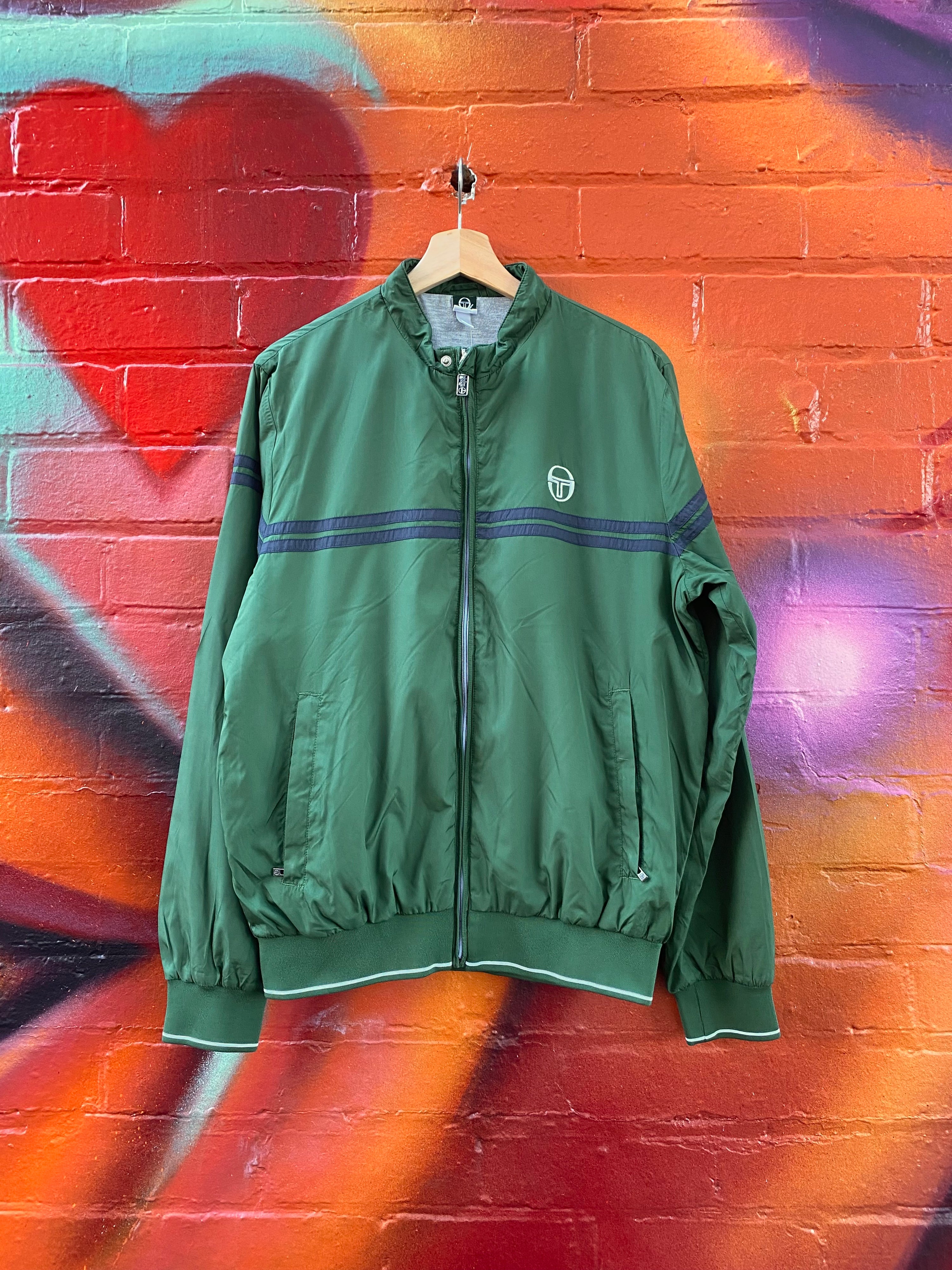M - Sergio Tacchini Green Zip Up Windbreaker