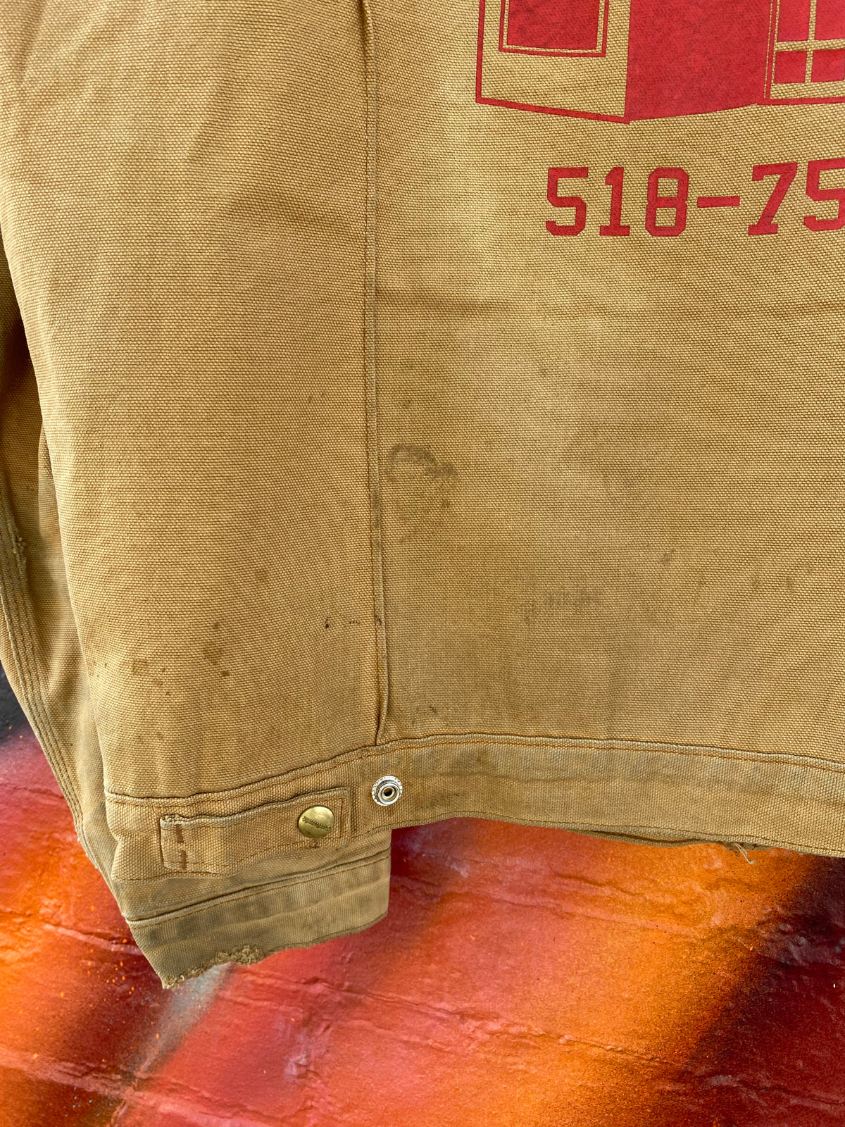 [XL] Vintage Carhartt Tan Detroit Jacket 'Mike Peters Contracting'