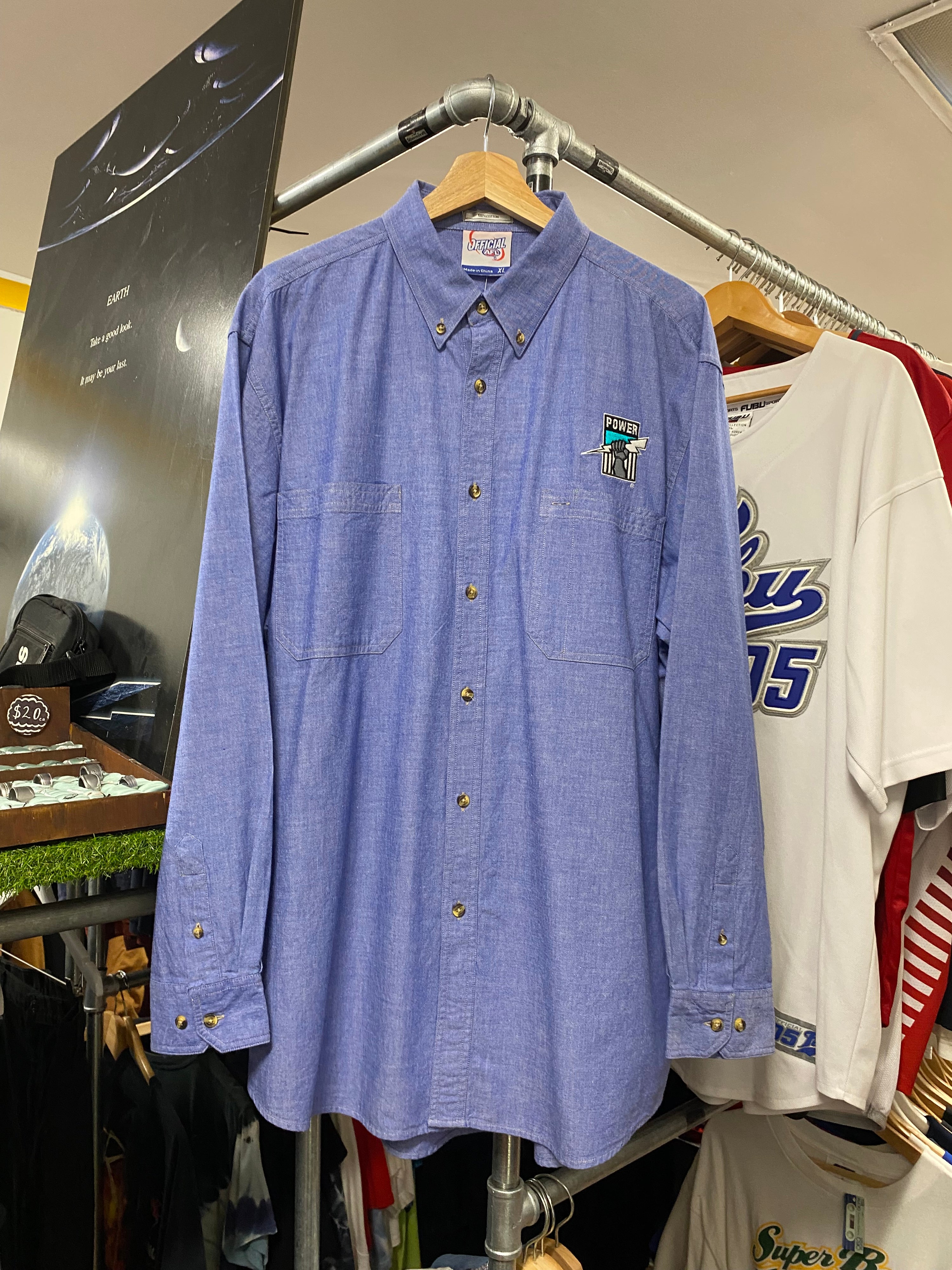 [XL] Vintage Port Power LS Button Up