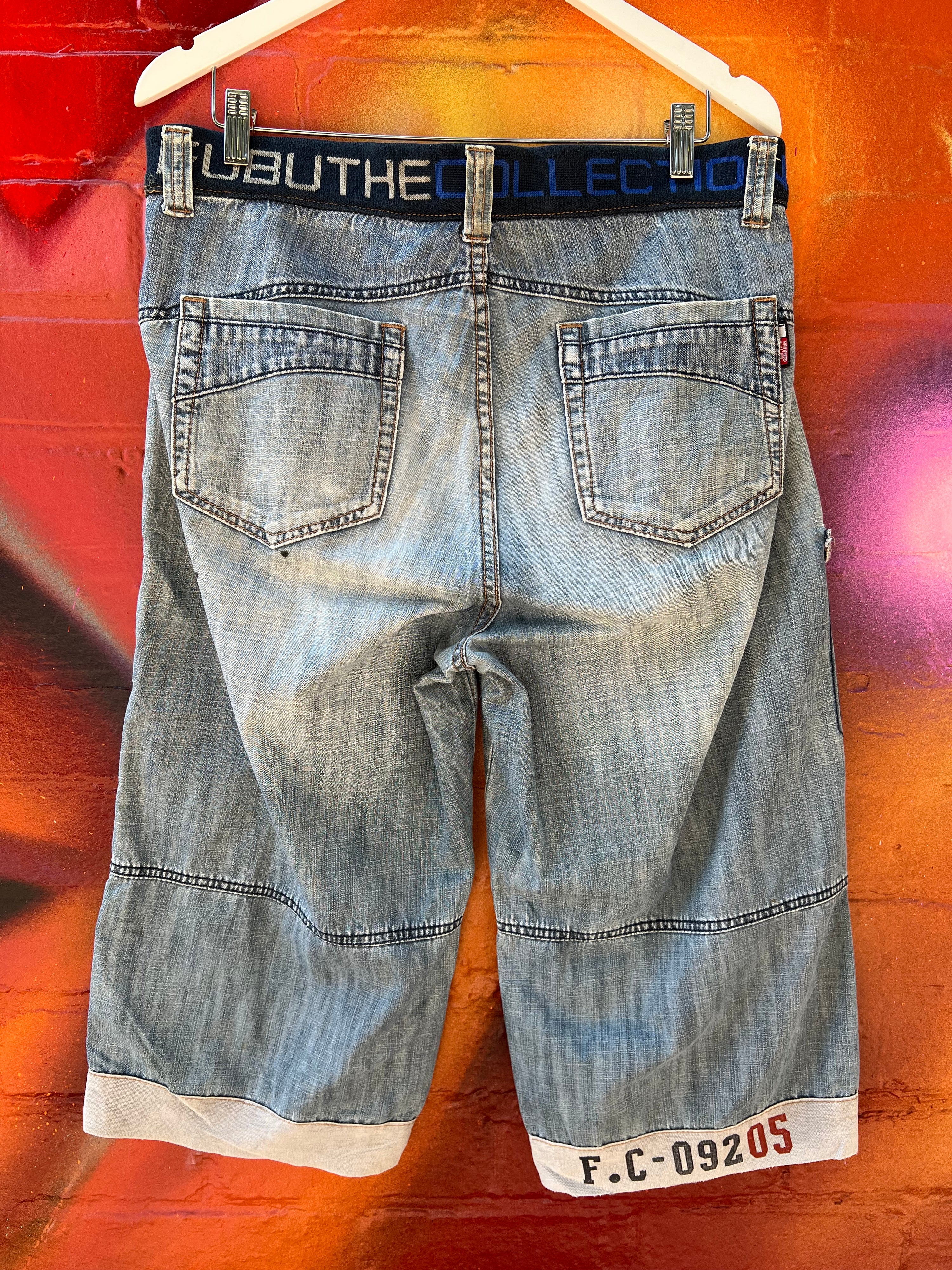 34 - FUBU Jeans Faded Denim 3/4 Shorts