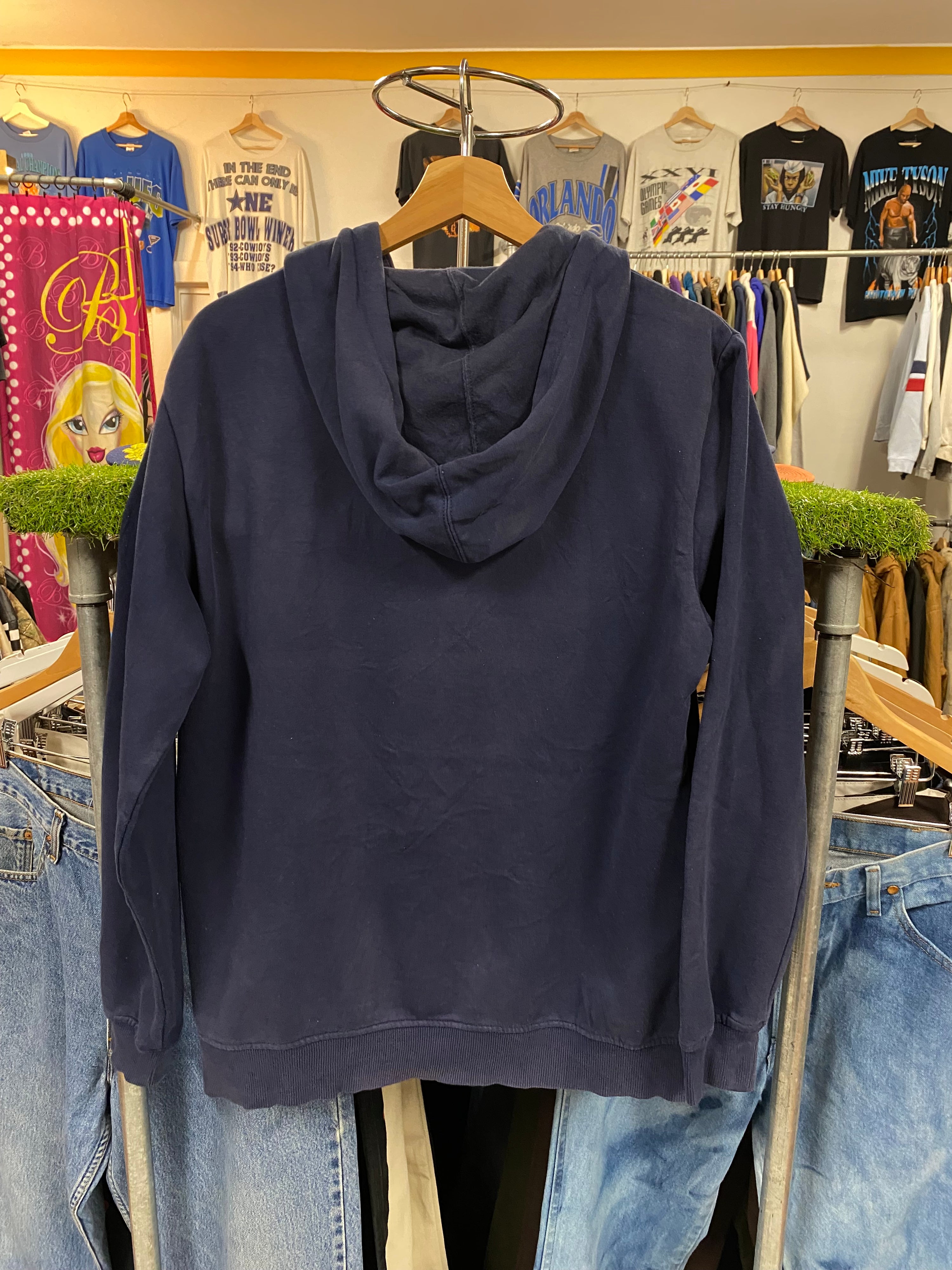 [S] Adidas Navy Hoodie Grey Trefoil Logo