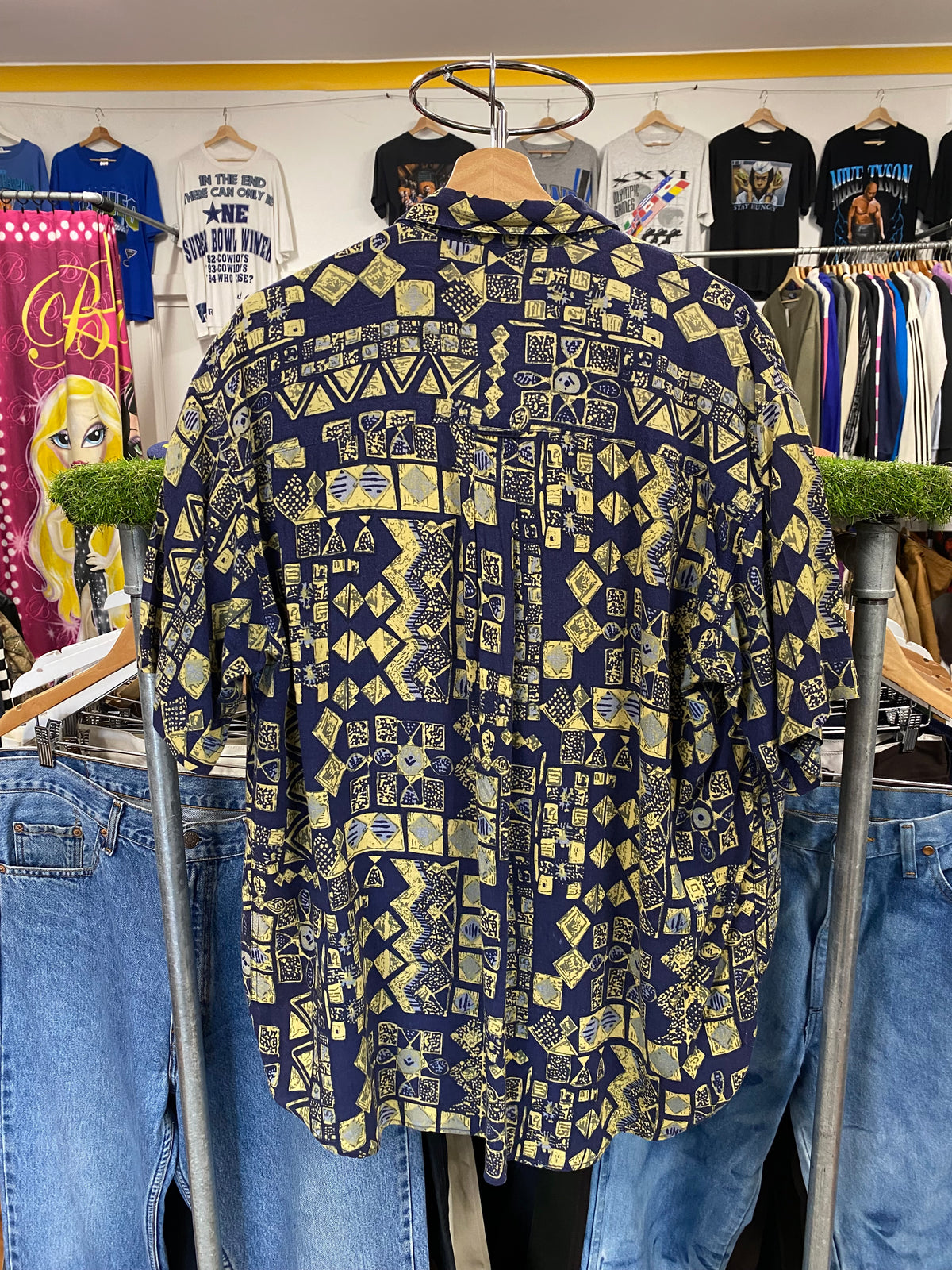 [XL] Vintage Solutions Blue/Yellow Short Sleeve Button Up