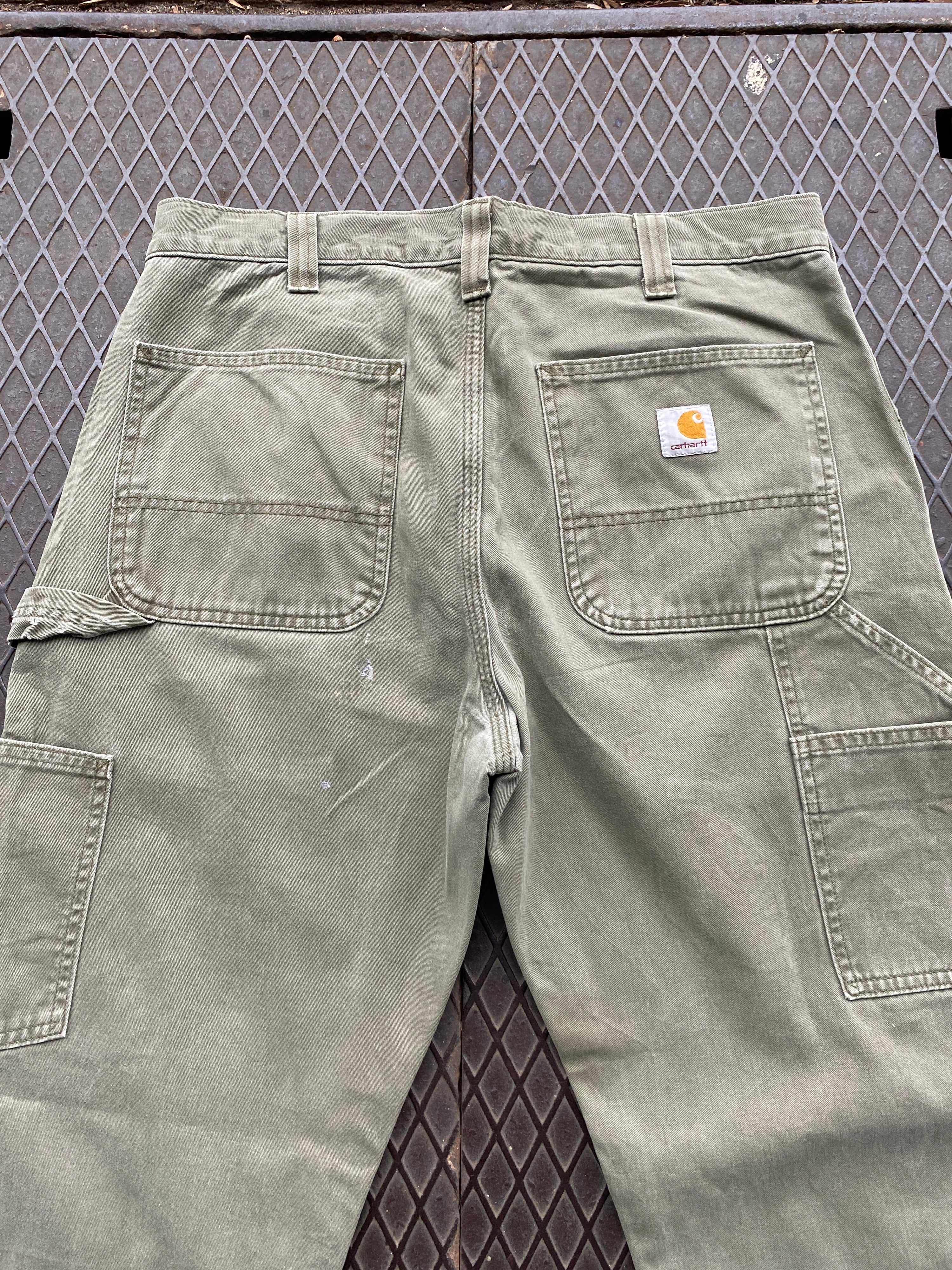 33 - Carhartt Green Carpenter Pants Patched P103