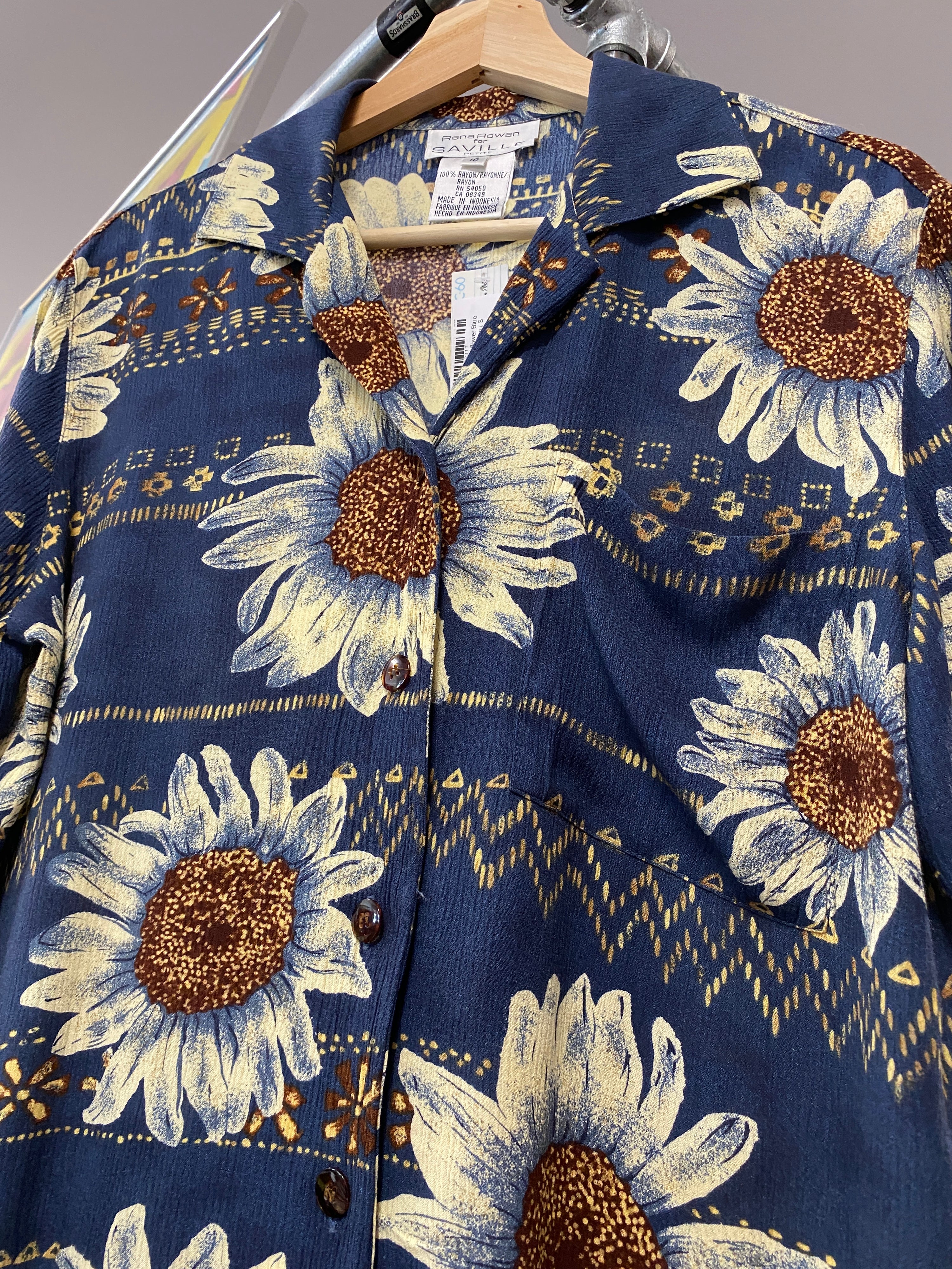 S - Saville Sunflower Blue Hawaiian Button-up