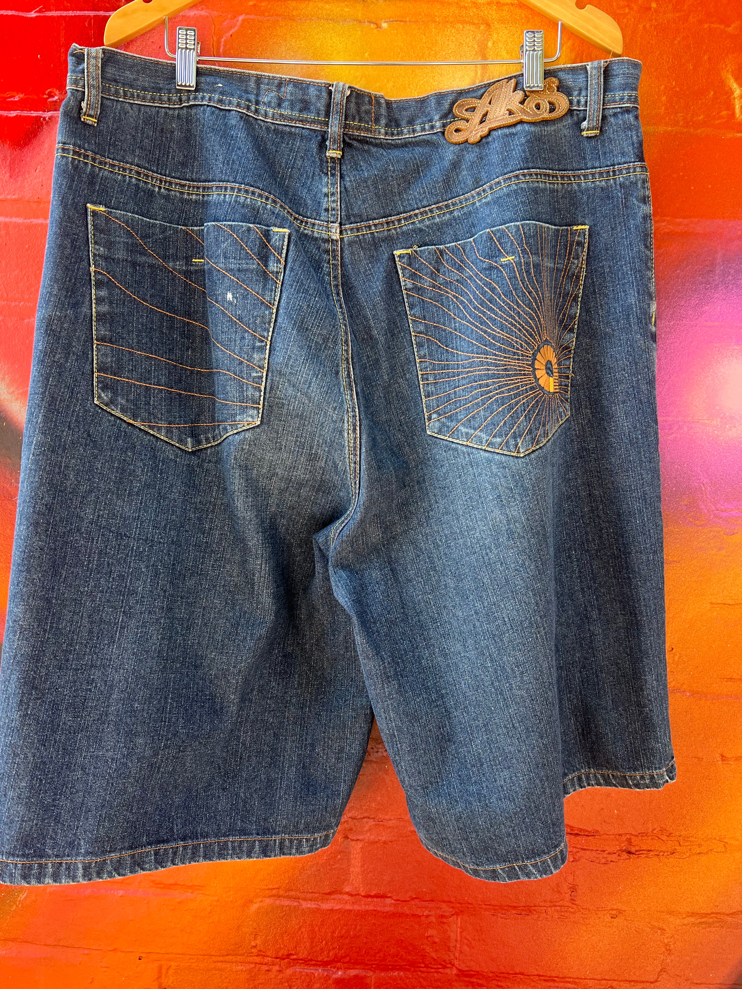 40 - Akademiks DB Denim Shorts Brown Accents