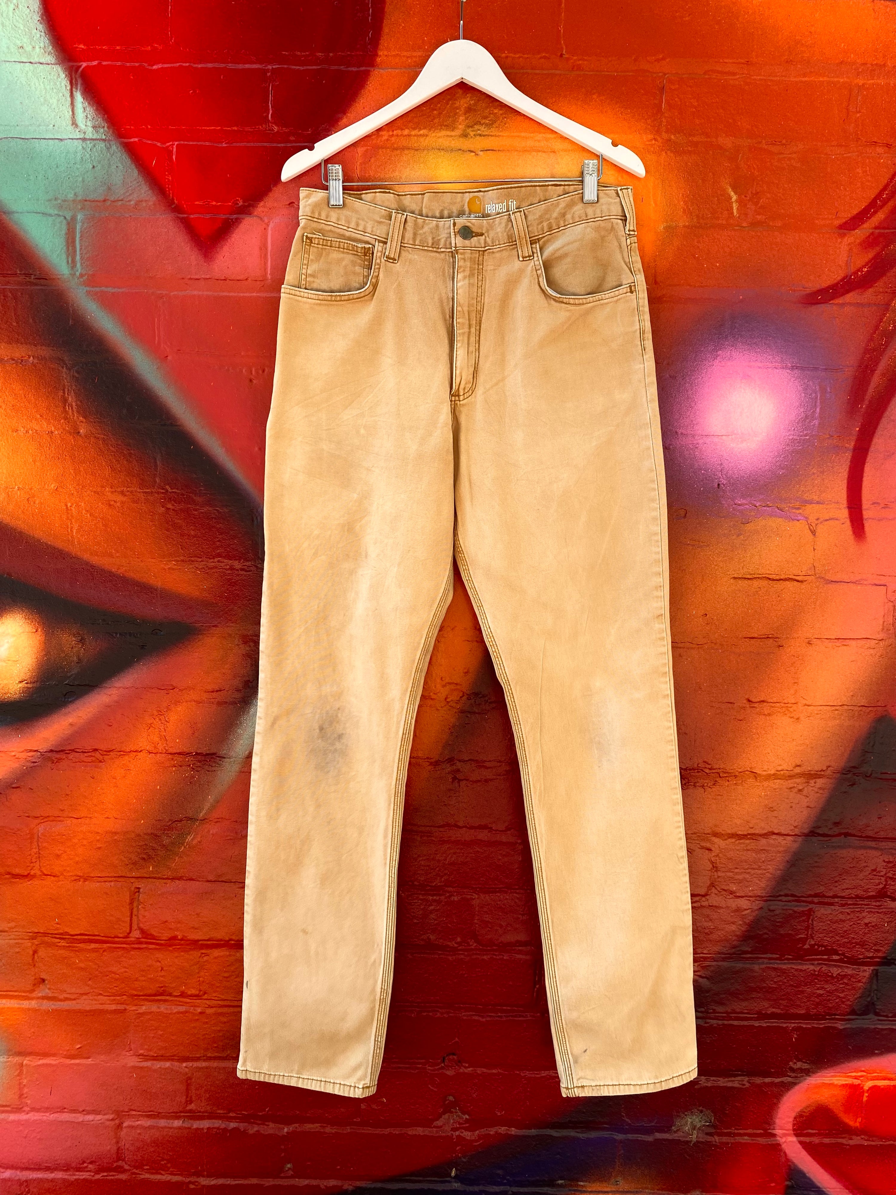 [33] Carhartt Light Brown 102517-918 Work Pants 33x36