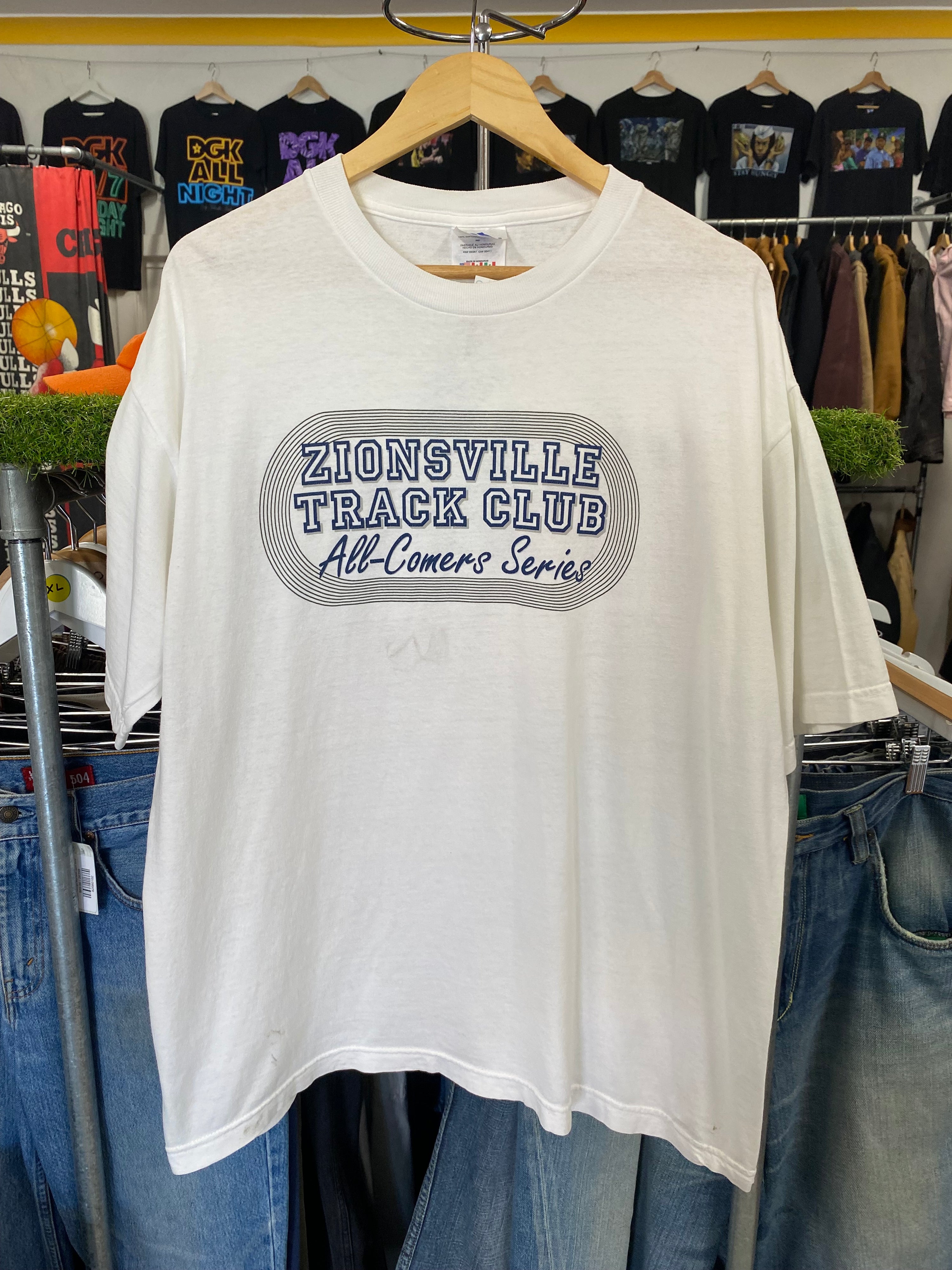 L - Adidas Zionsville Track Club White Tee
