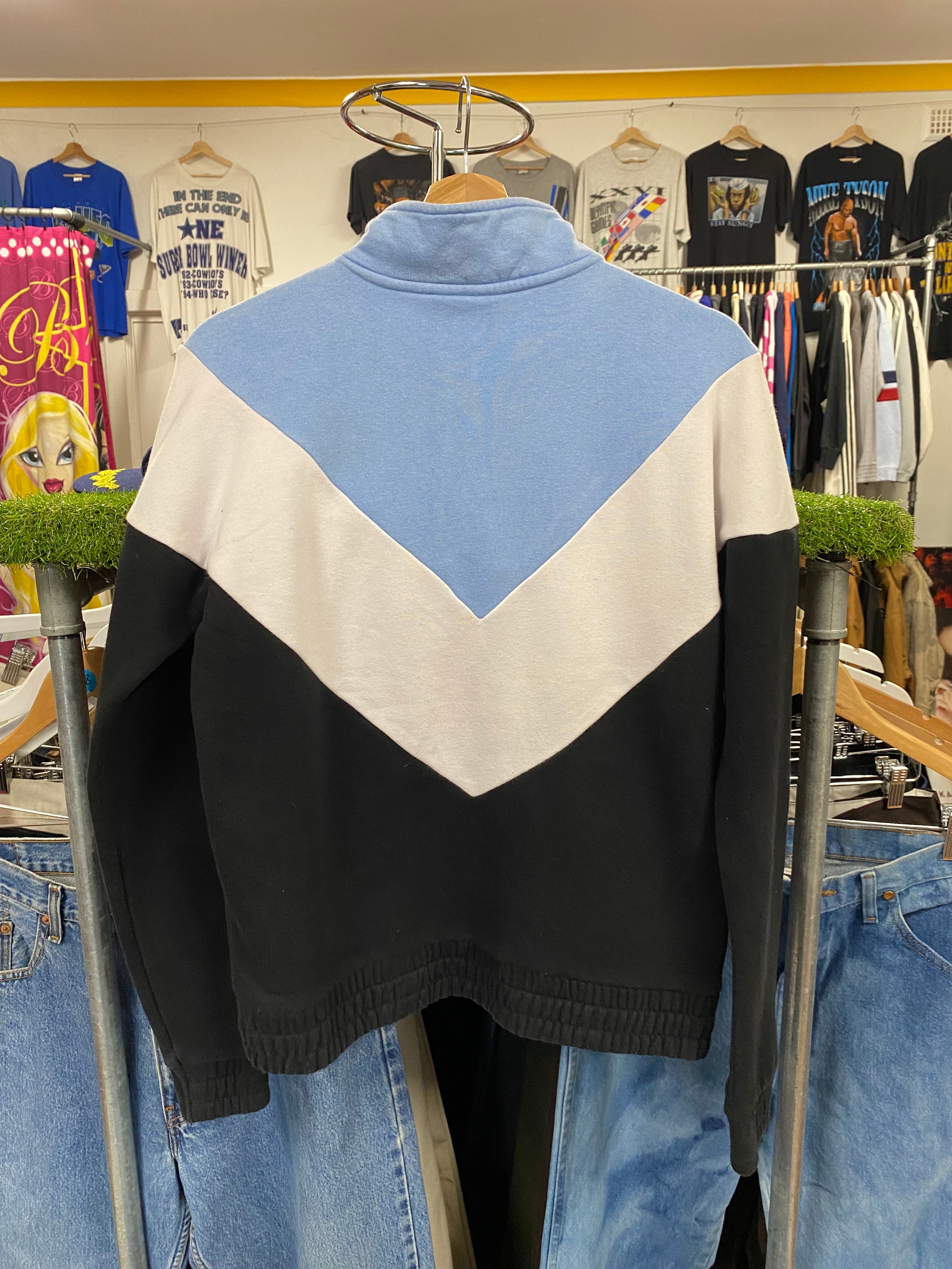 [S] FILA Blue/Black Chevron 1/4 Zip Jumper