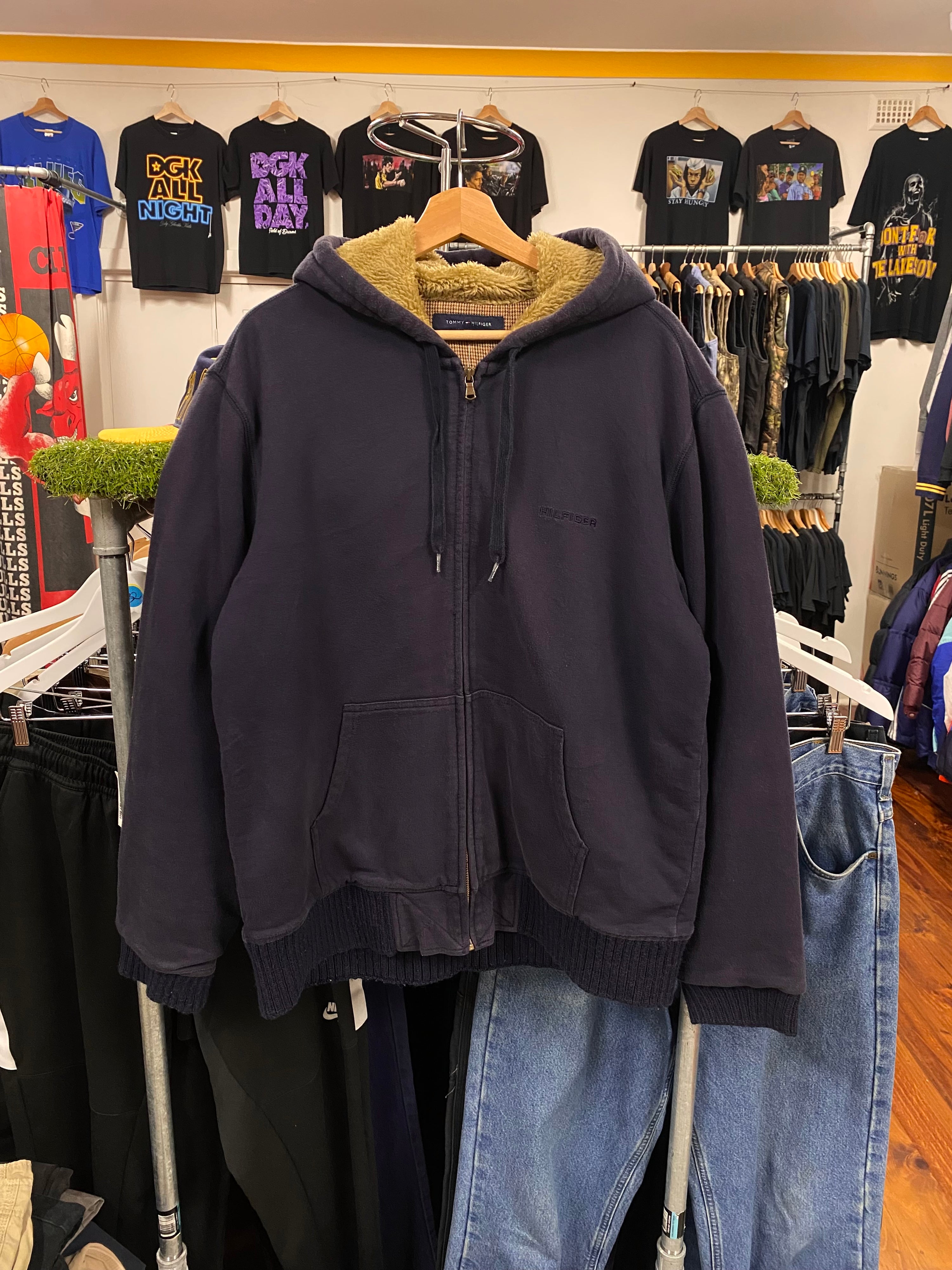 [XL] Tommy Hilfiger Sherpa Lined Heavy Hoodie Blue