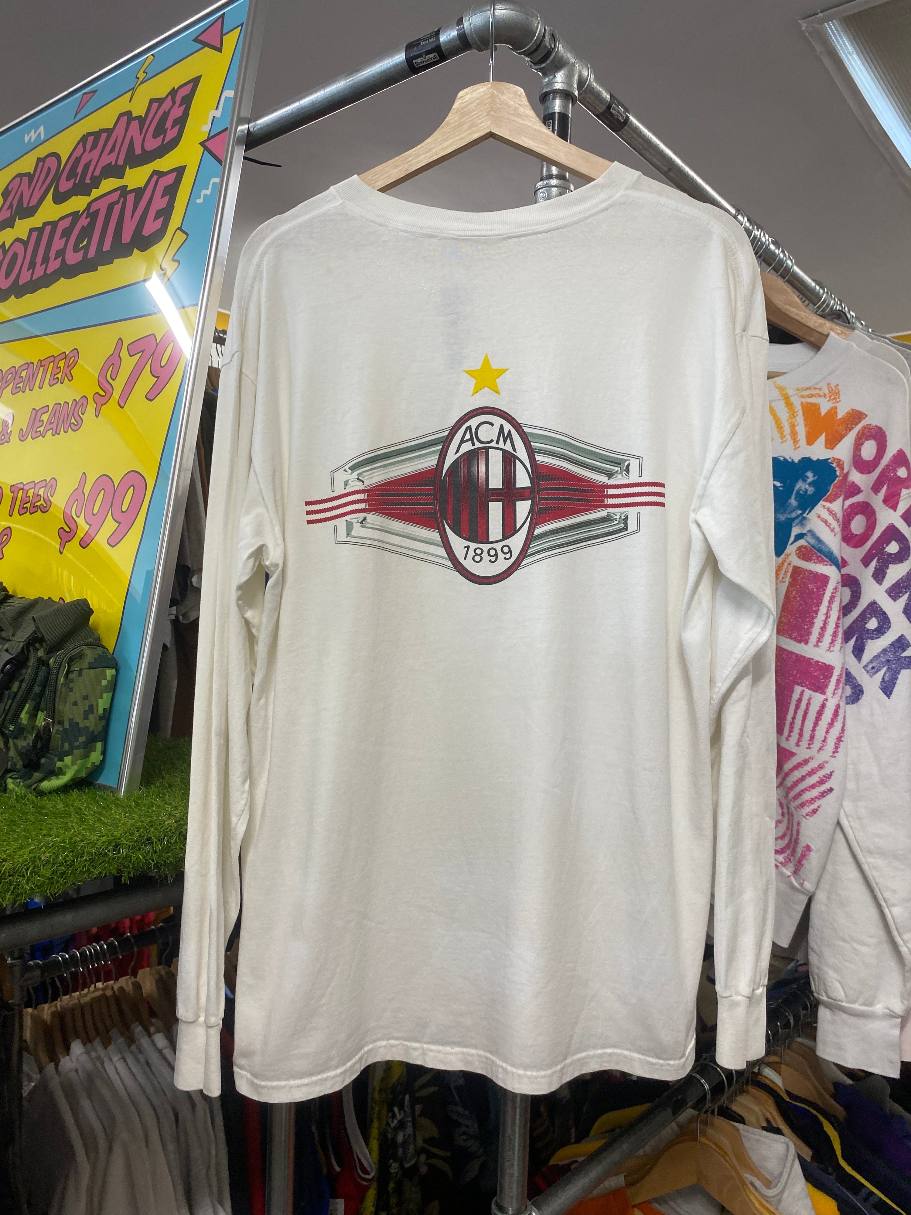 L - Vintage Adidas x AC Milan White Long Sleeve DS