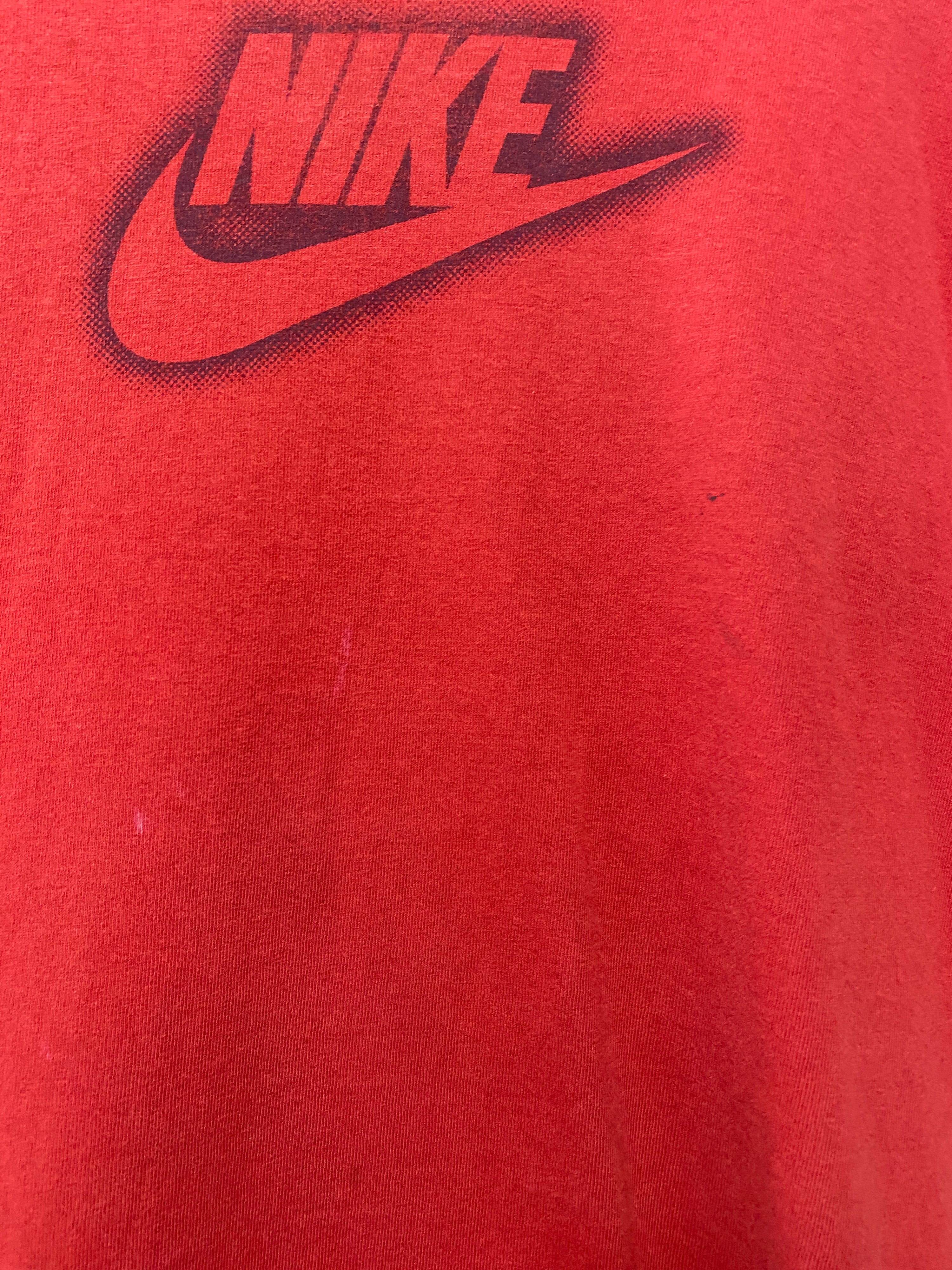 XL - Nike 2000s Spellout Tick Spray Style Red Tee