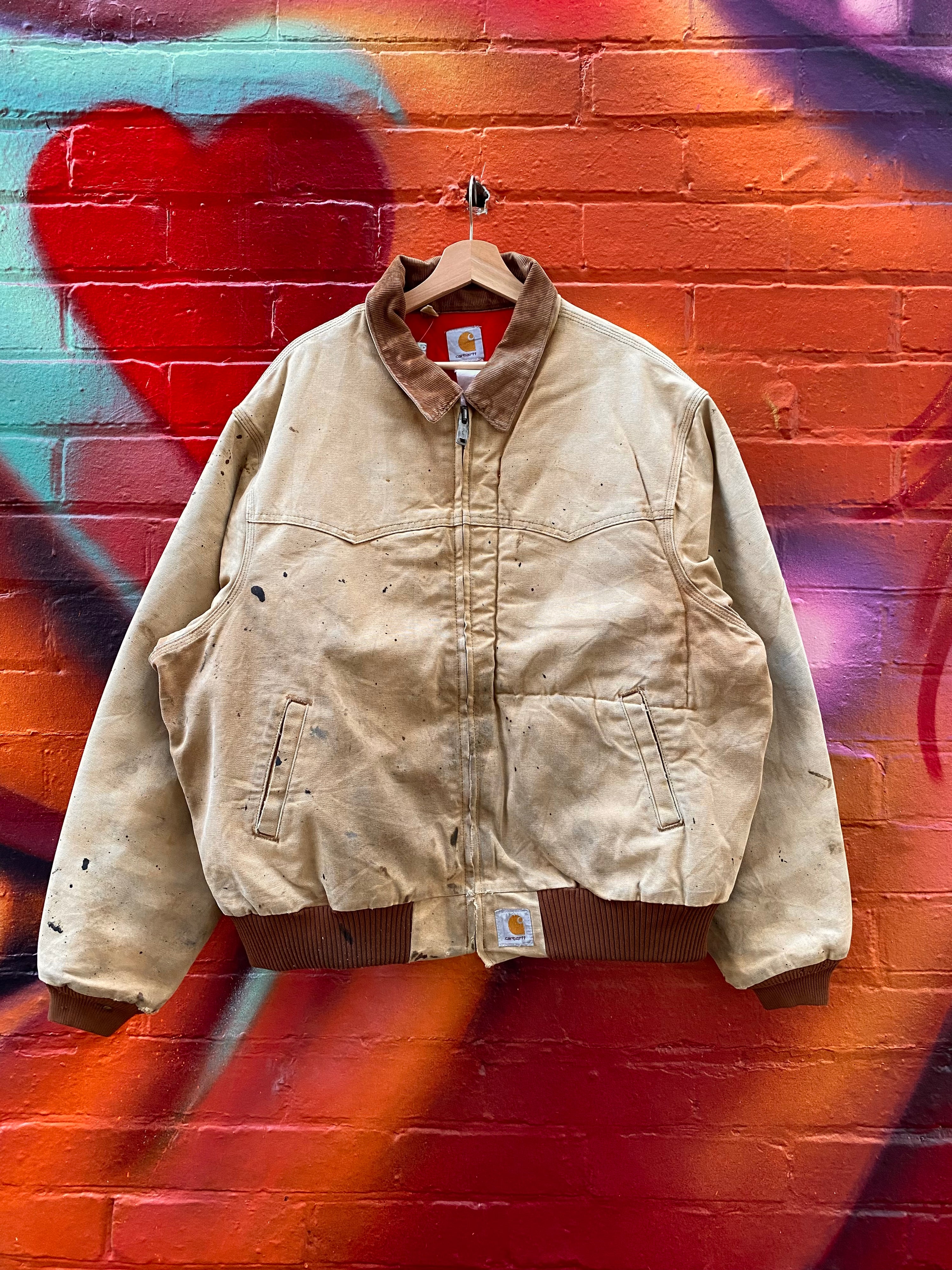 [XL] Carhartt Tan Santa Fe Jacket with Paint Splatters