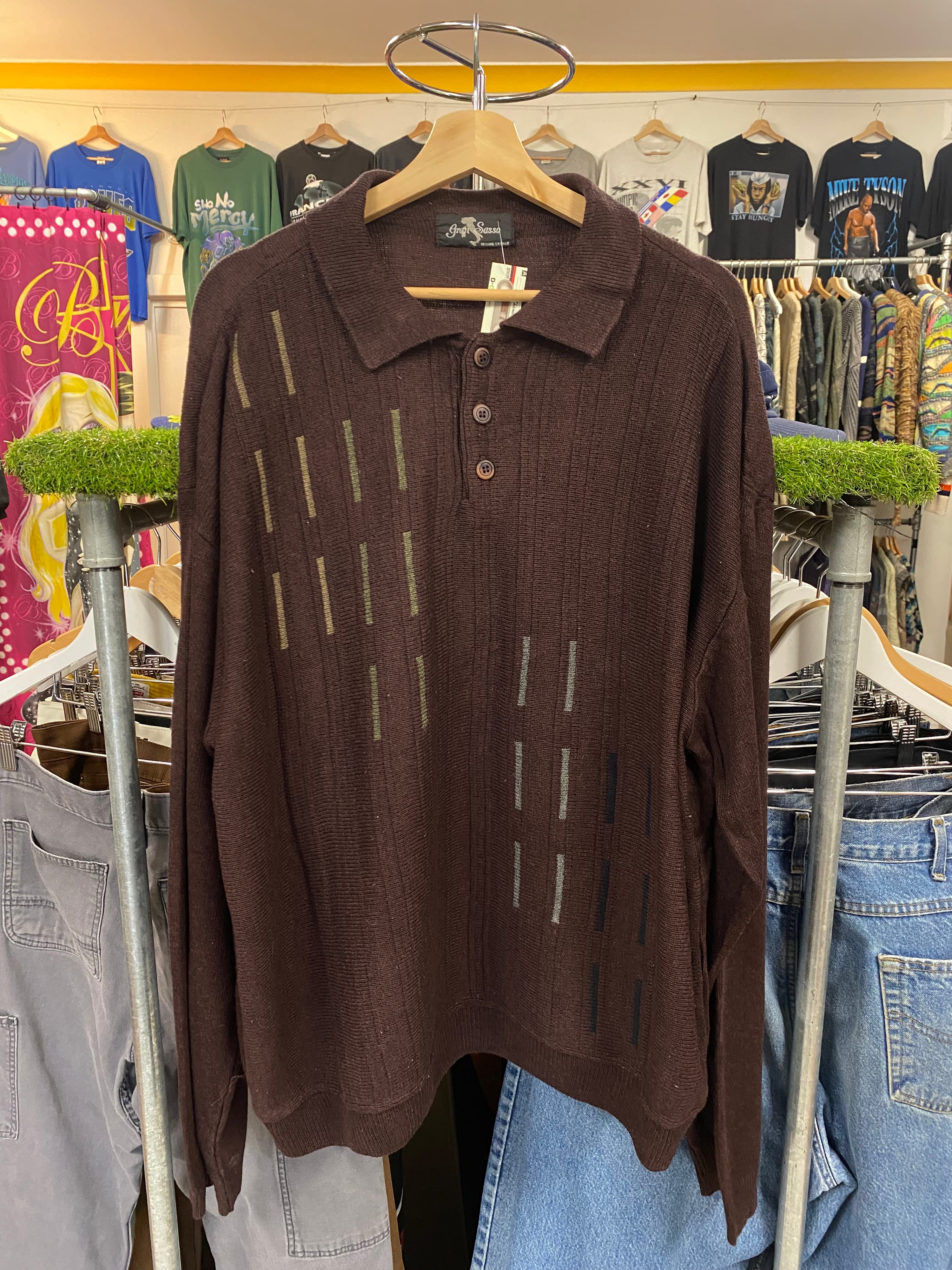 [XL] Gran Sasso Brown w/ Lines Knit Jumper