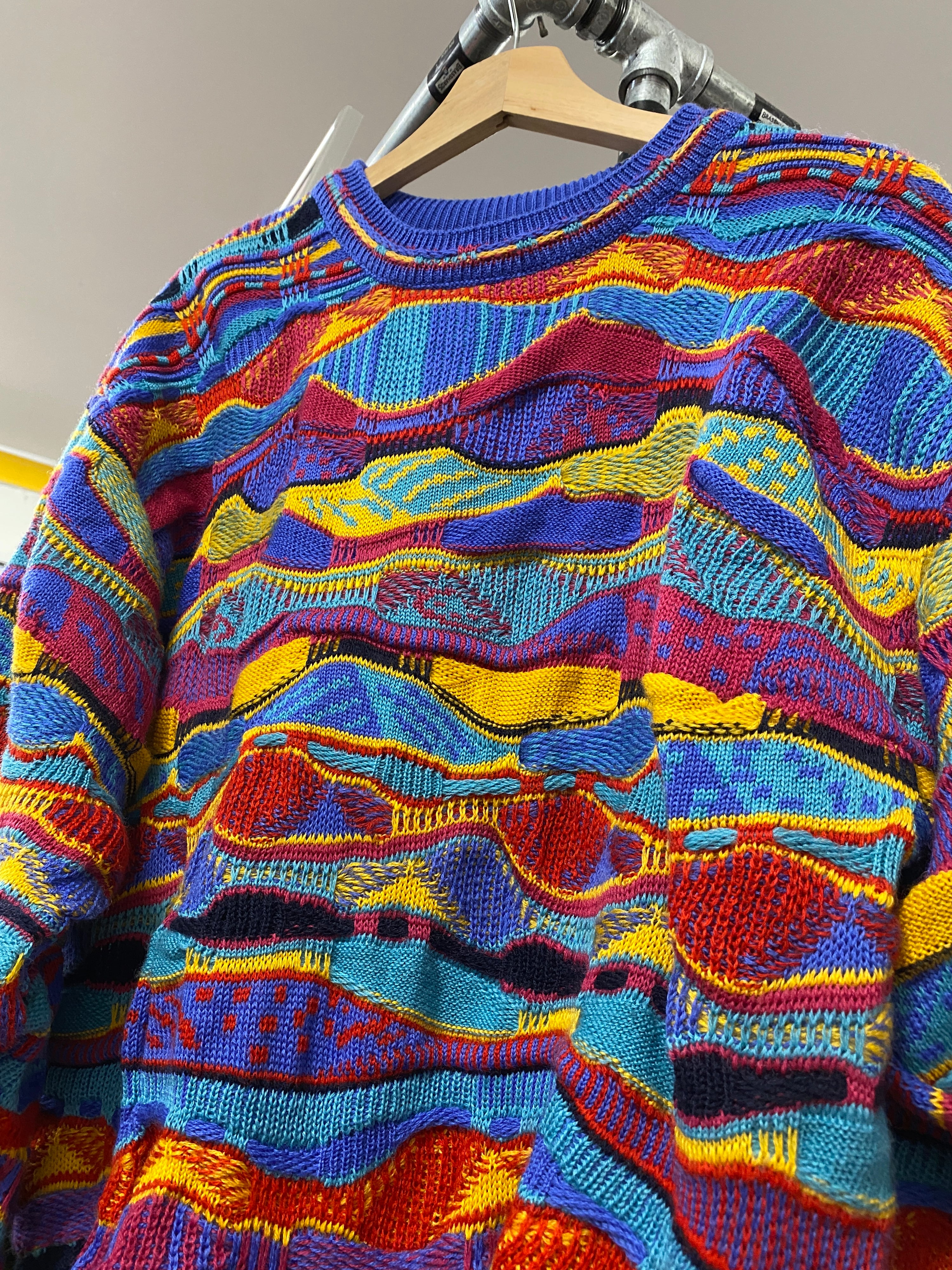 S - Vintage Coogi Colorful Horizontal Wool Jumper