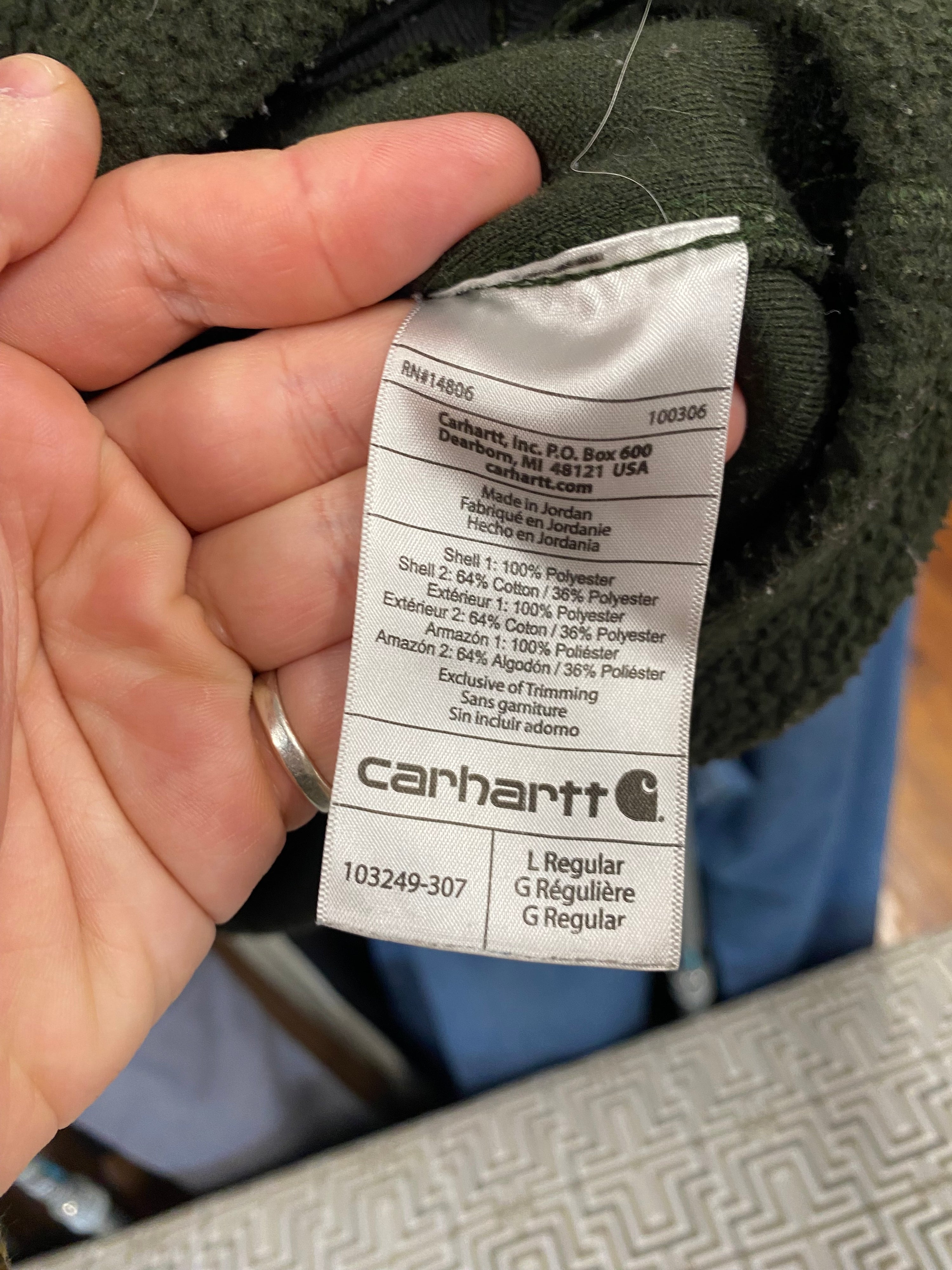 [S] Carhartt Green Fleece Full-Zip Jumper