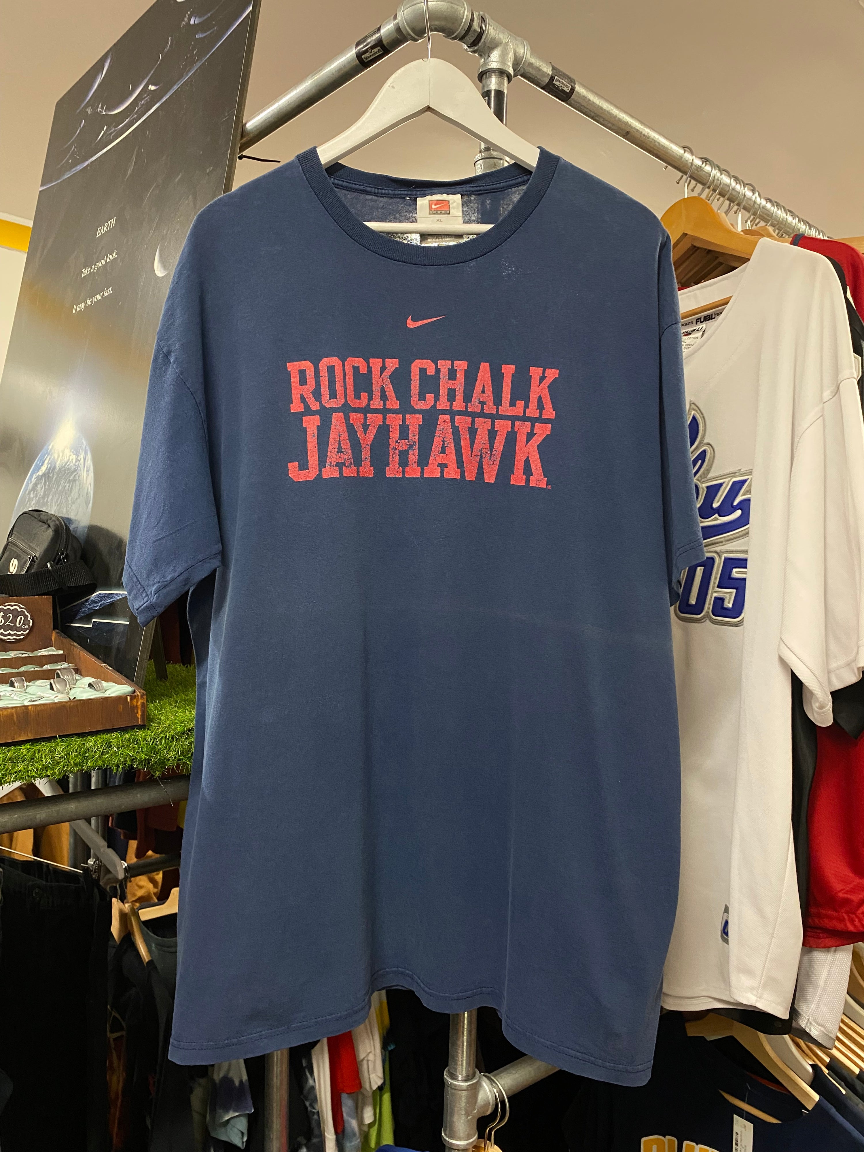 XL - Nike Rock Chalk Jayhawk Navy Blue Tee