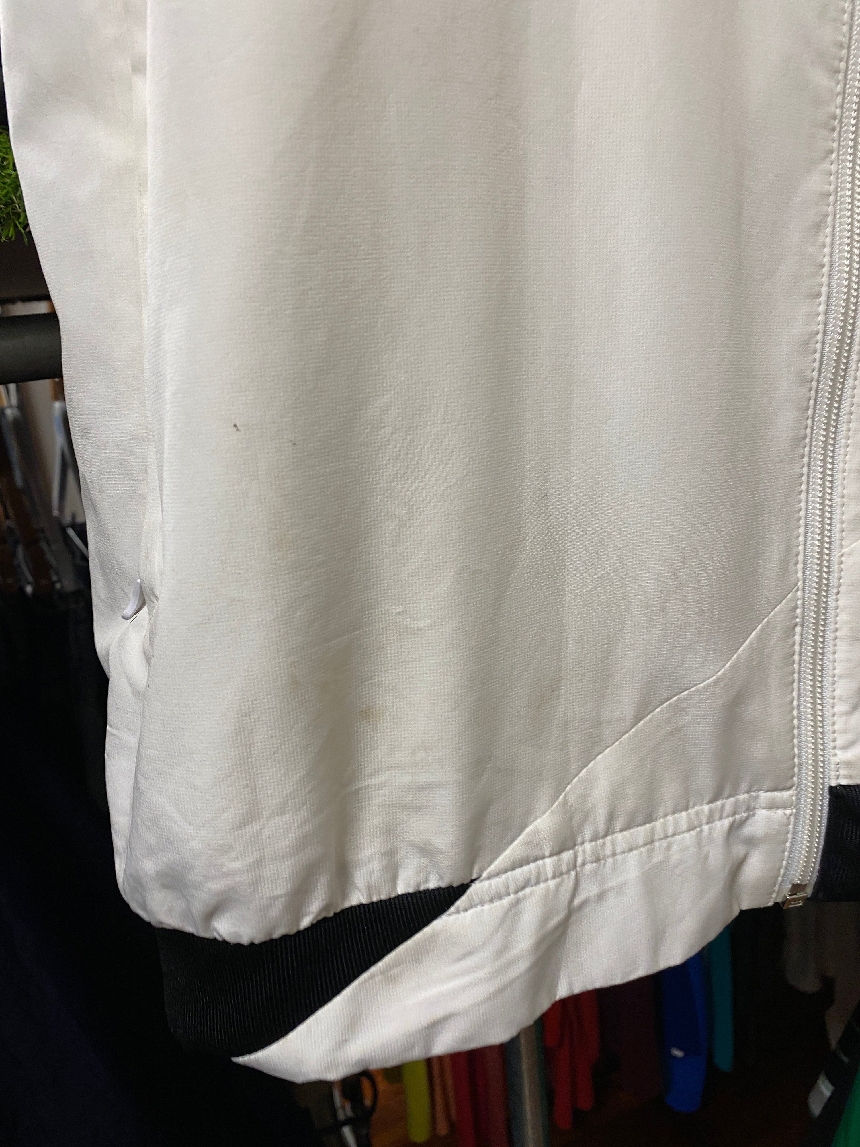 XL - 2009 Adidas Zip Up White Windbreaker Color Strip Diagonal