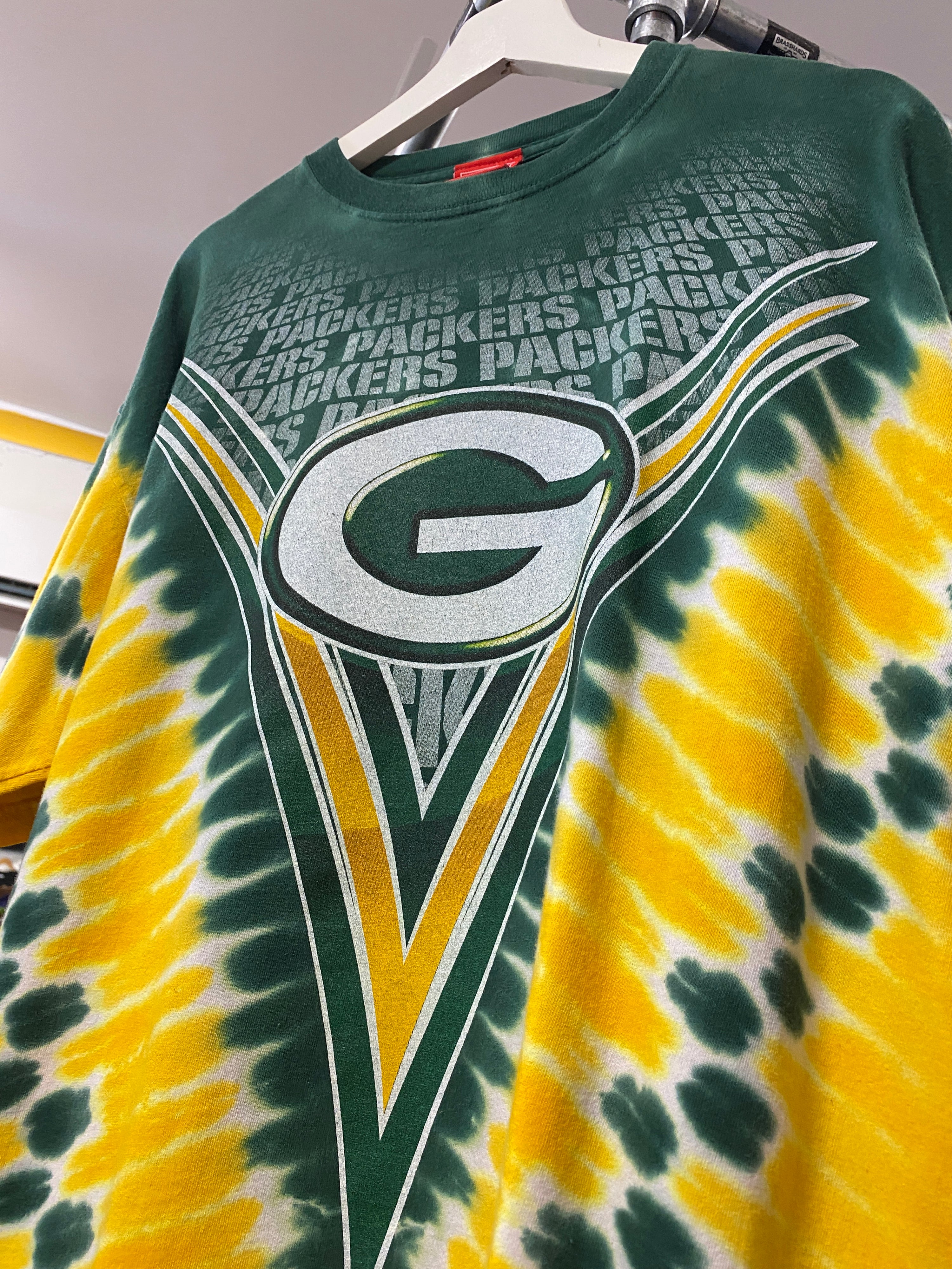 XL - Green Bay Packers V Green/Yellow Tie Dye