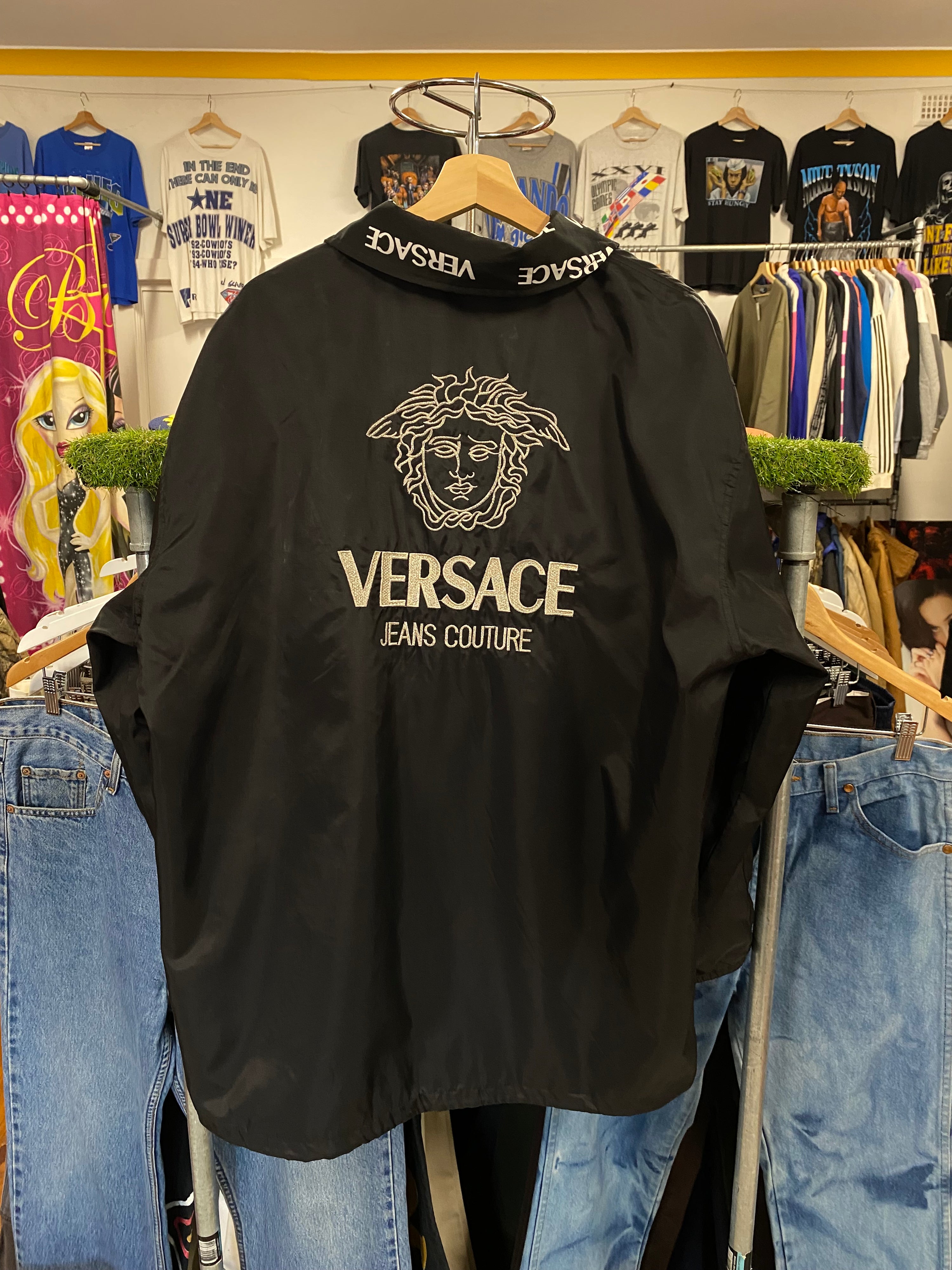 [XL] Bootleg Versace Black Zip-up Jacket