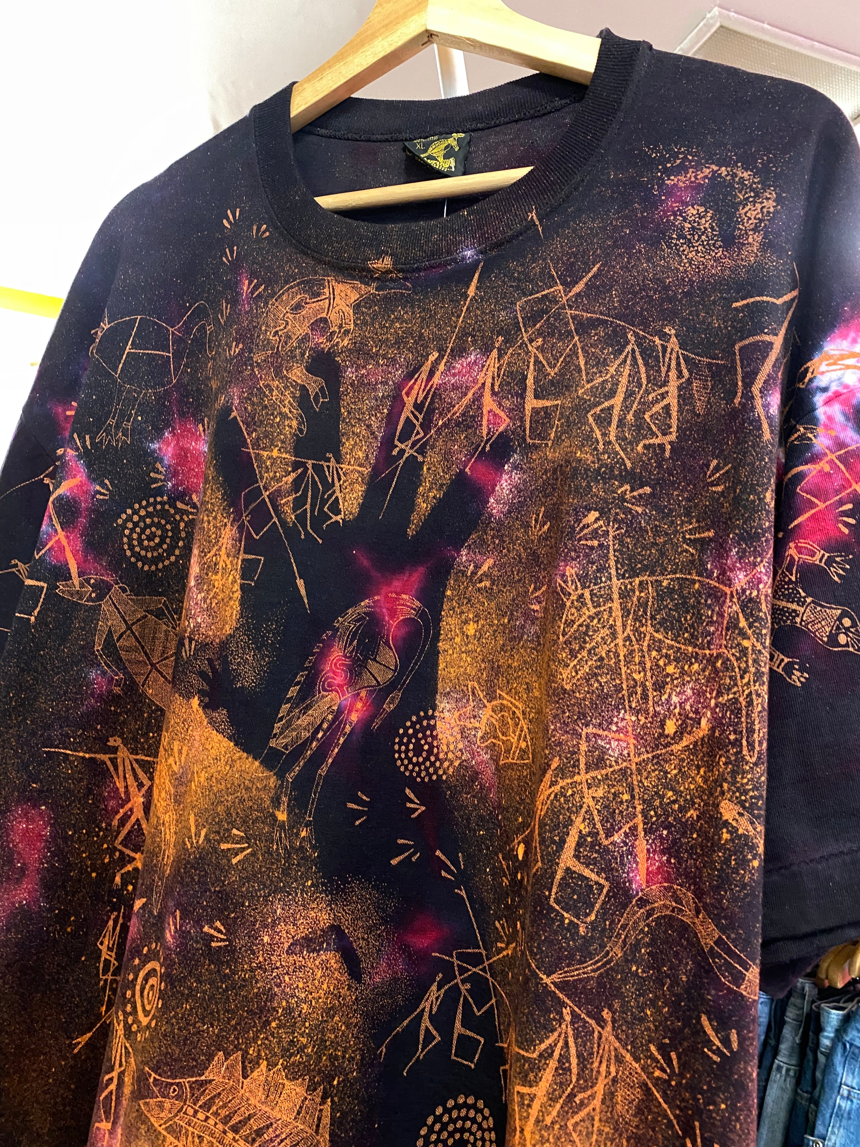 [XL] 1990s Dreamtime Aboriginal Art Tie Die Tee