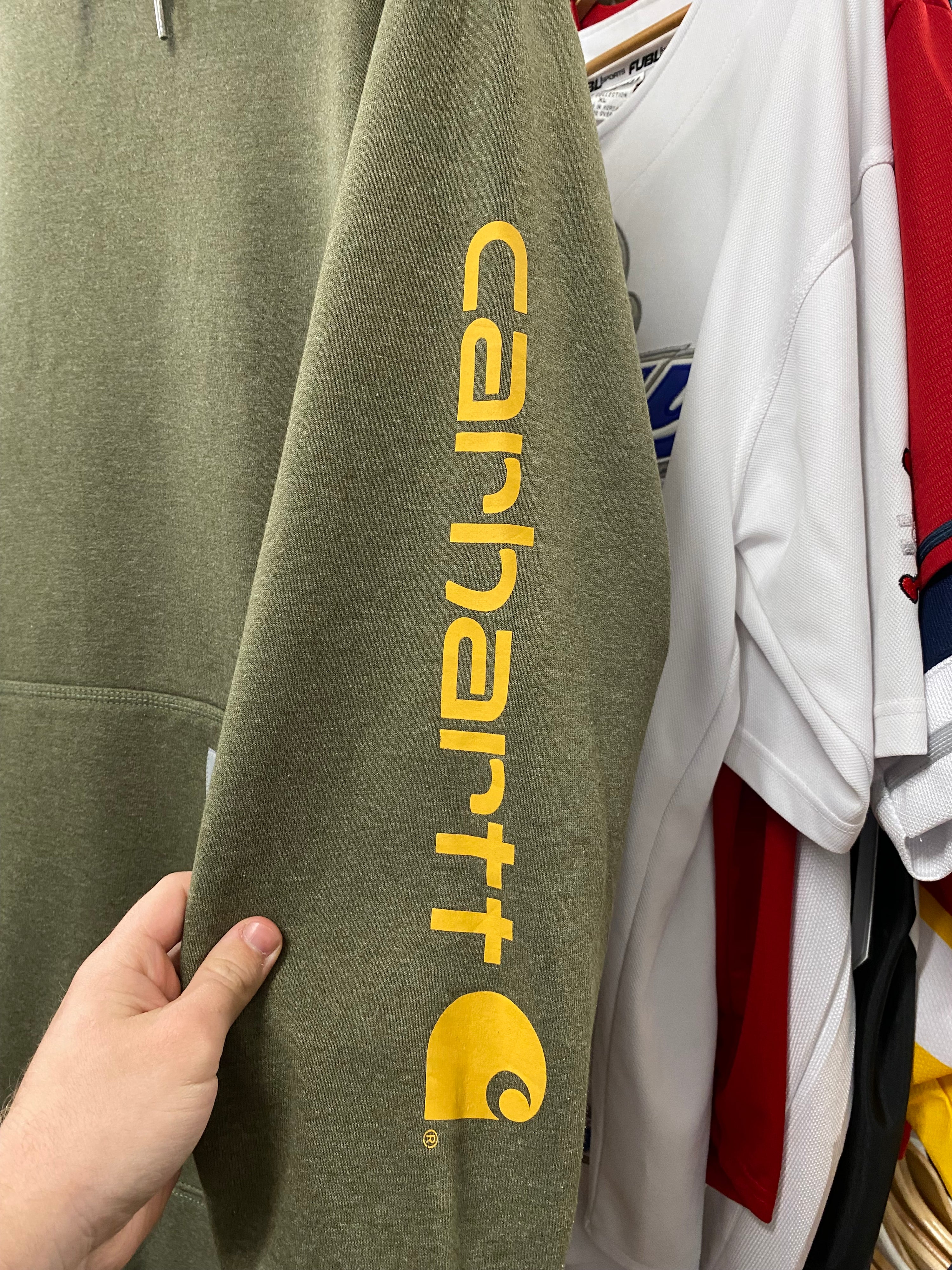 [XL] Carhartt Olive Hoodie Sleeve Hit