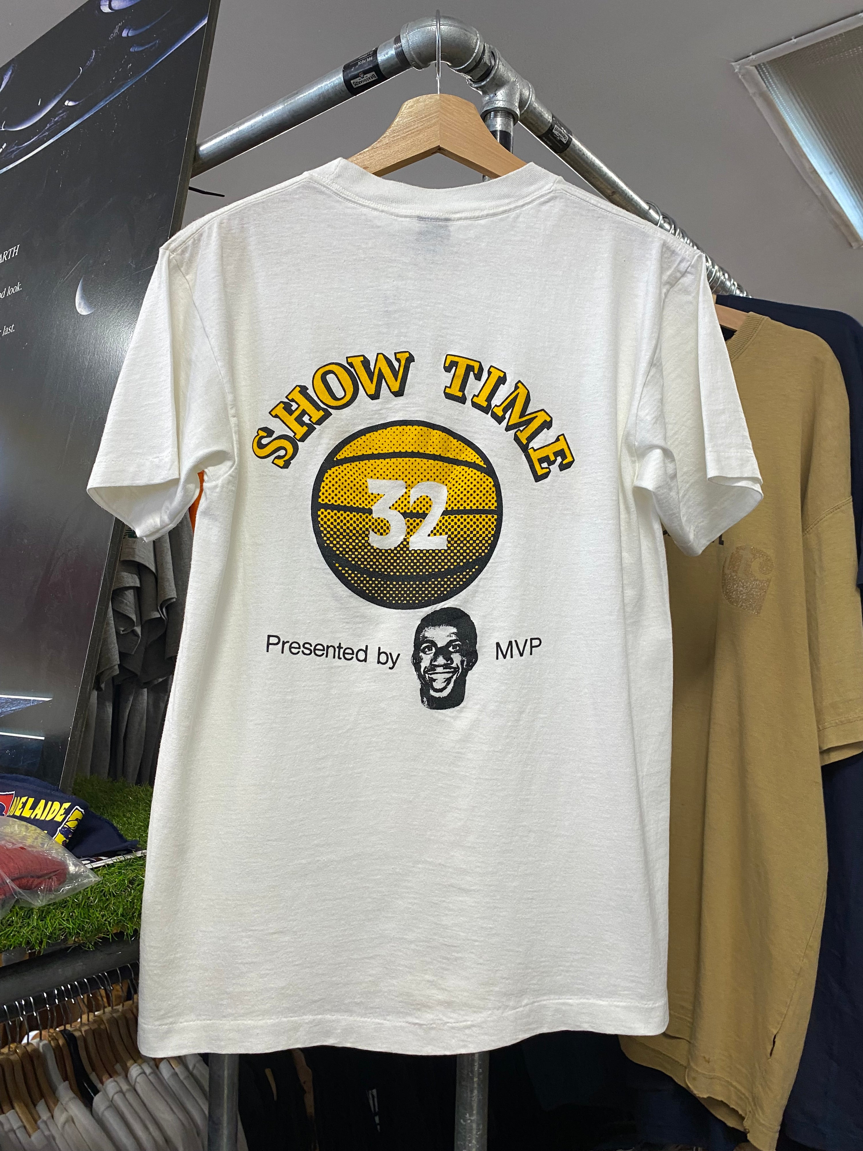 M - 1987 LA Lakers World Champions Show Time DS White Tee
