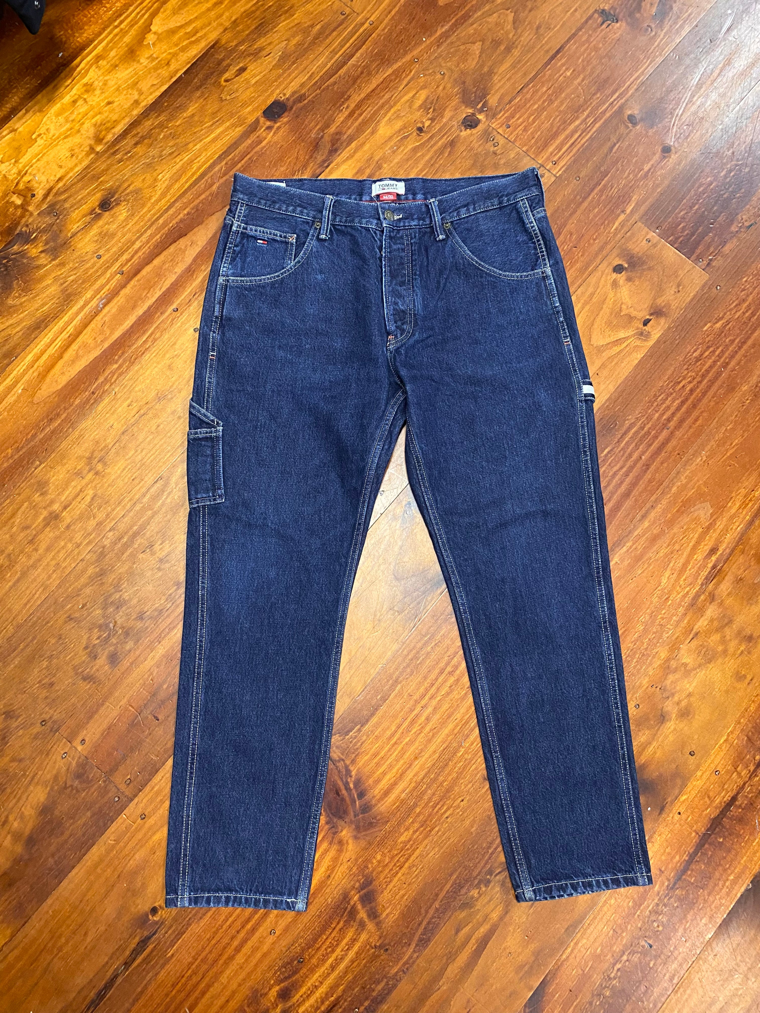 [34] Tommy Hilfiger Dark Blue Tapered Carpenter Denim Jeans 34x32
