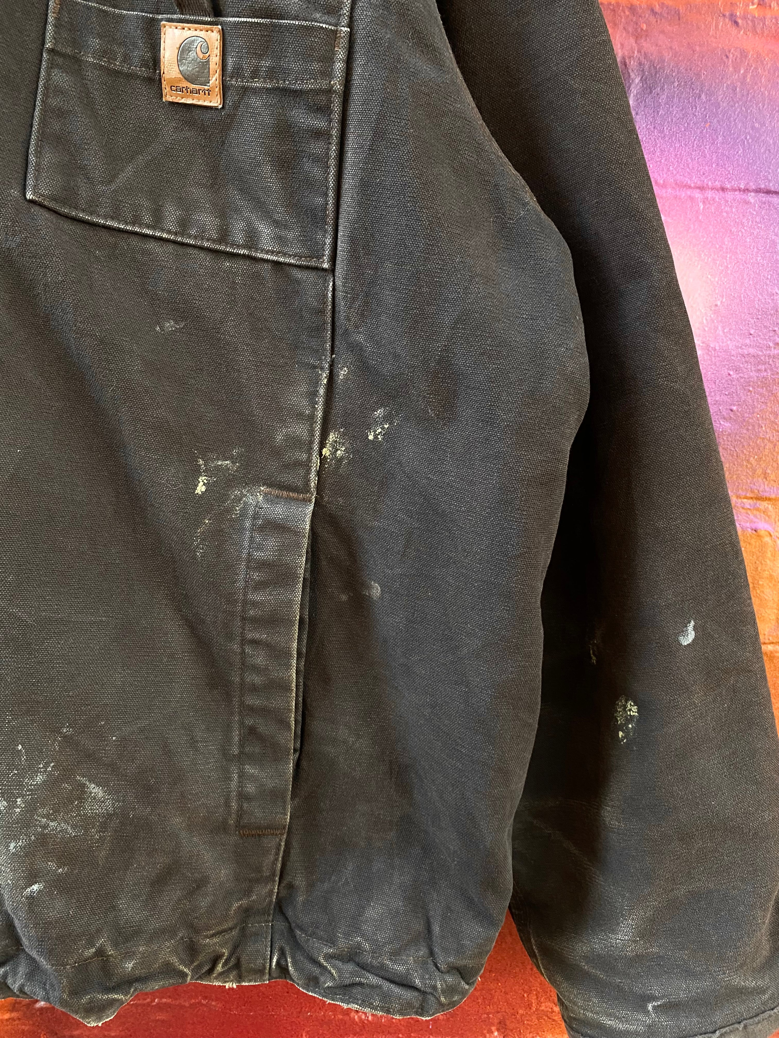[2XL] Carhartt Brown Hooded Chore Jacket with Fleece Lining