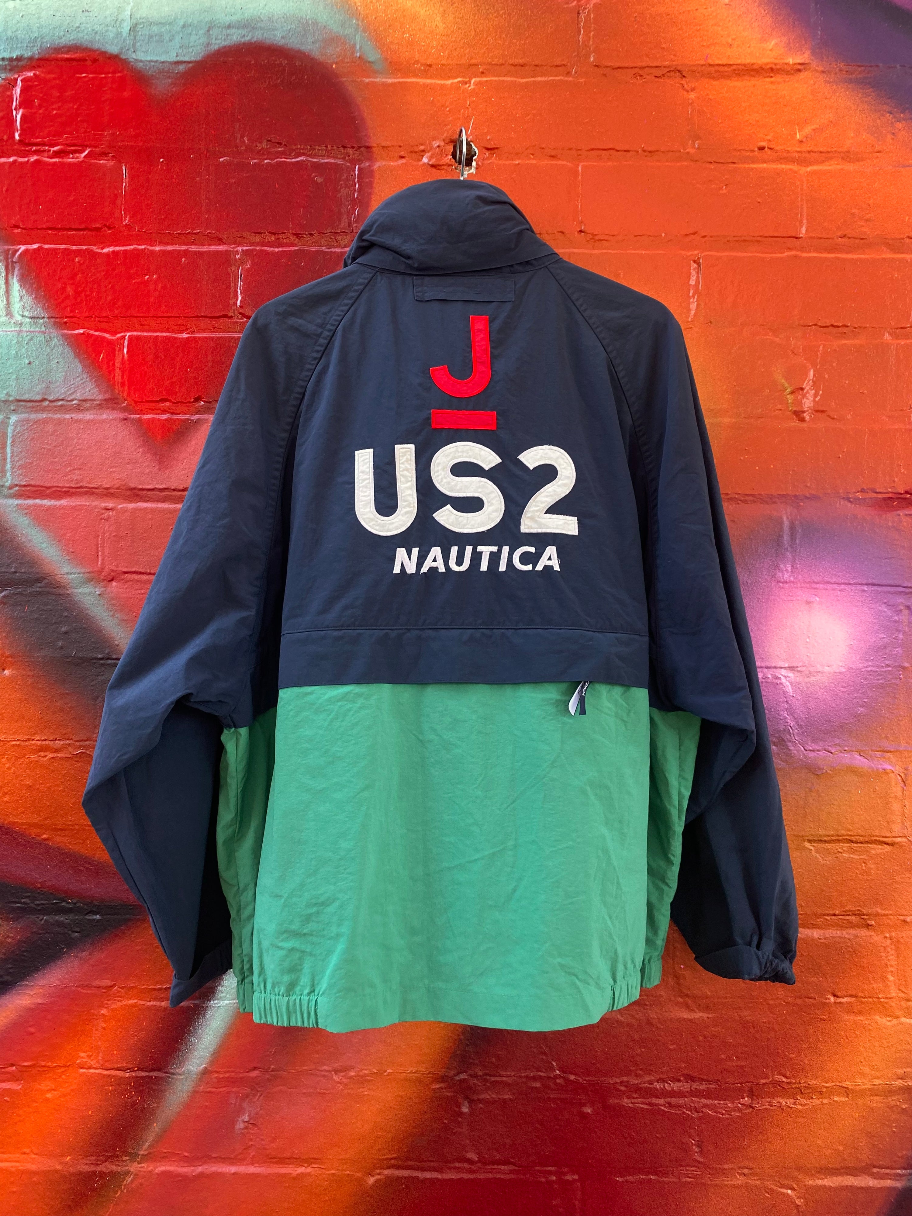 L - Nautica US2 Green/Blue 1/2 Zip Up Jacket