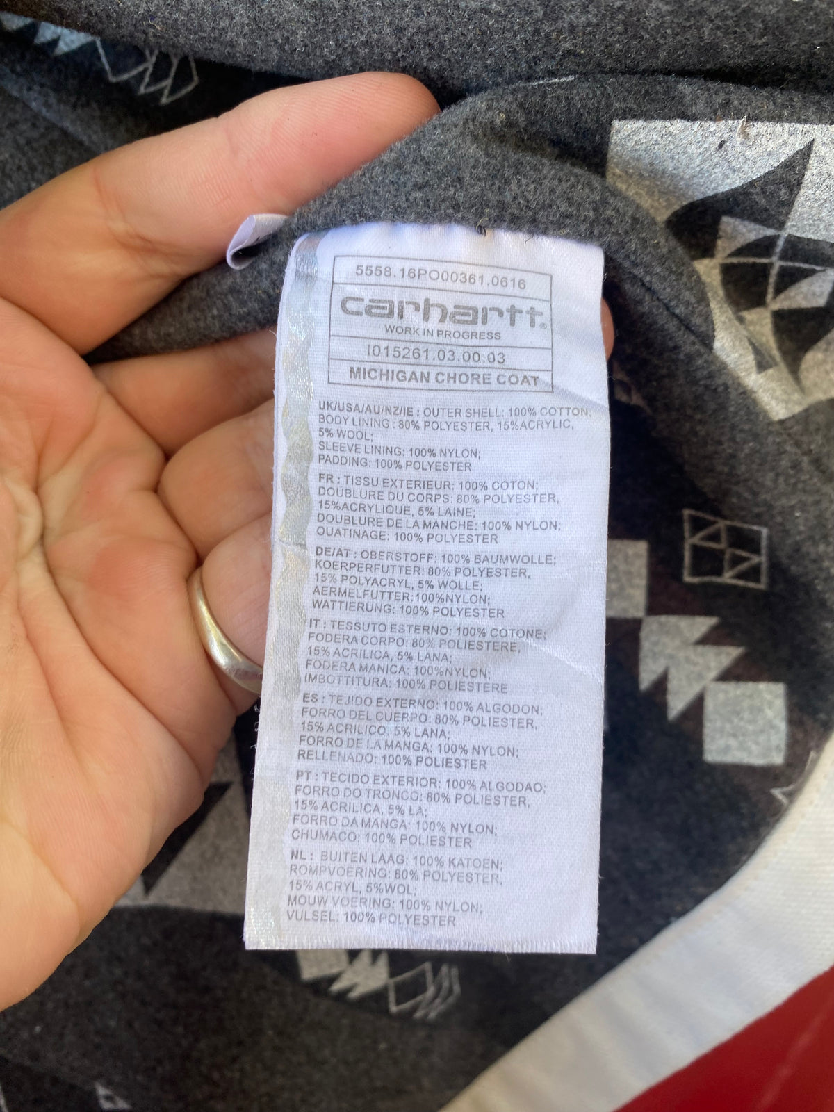 [M] Carhartt WIP White Michigan Coat Aztec Lining