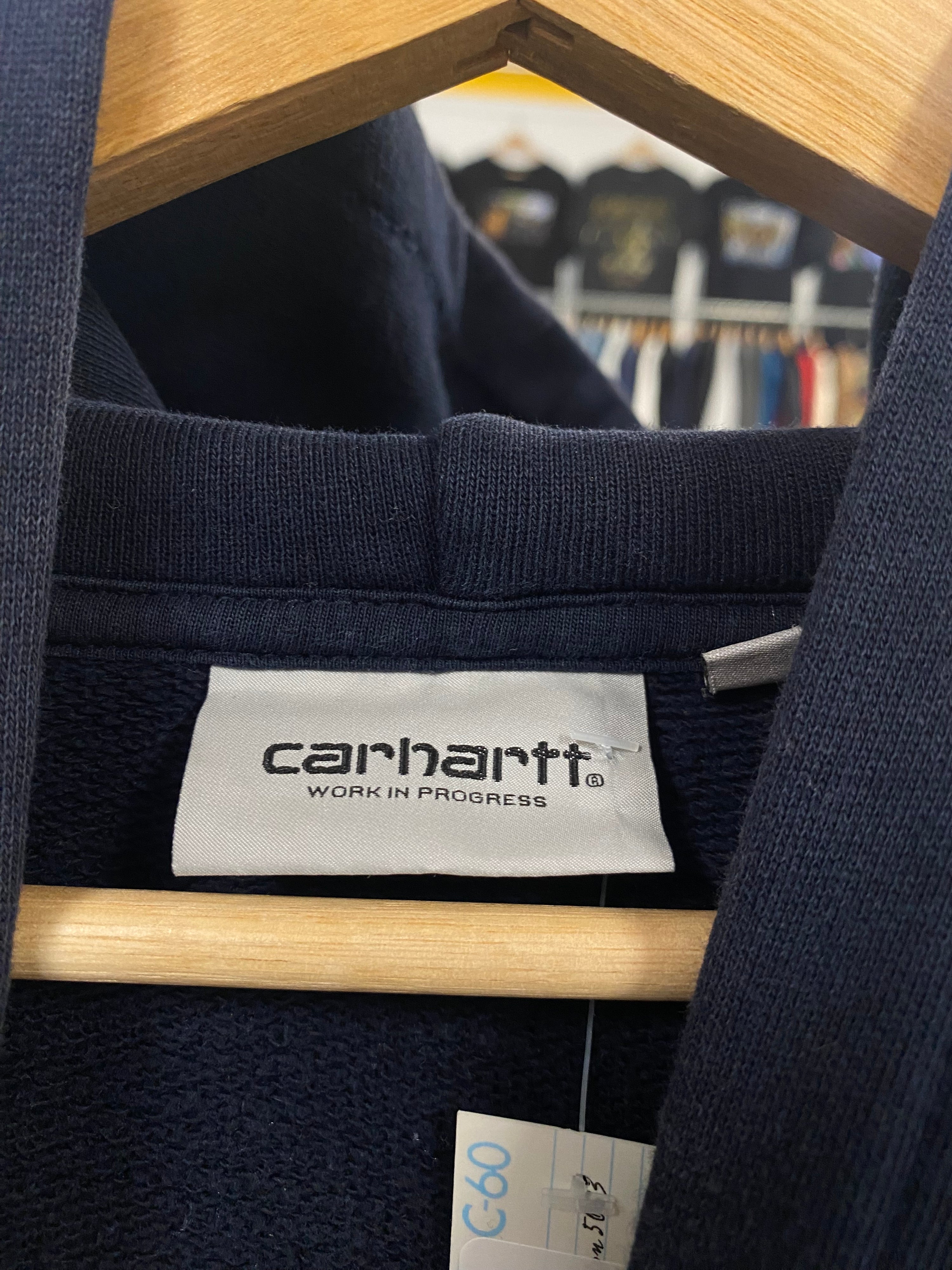 [2XL] Carhartt WIP Navy Hoodie Yellow Logo