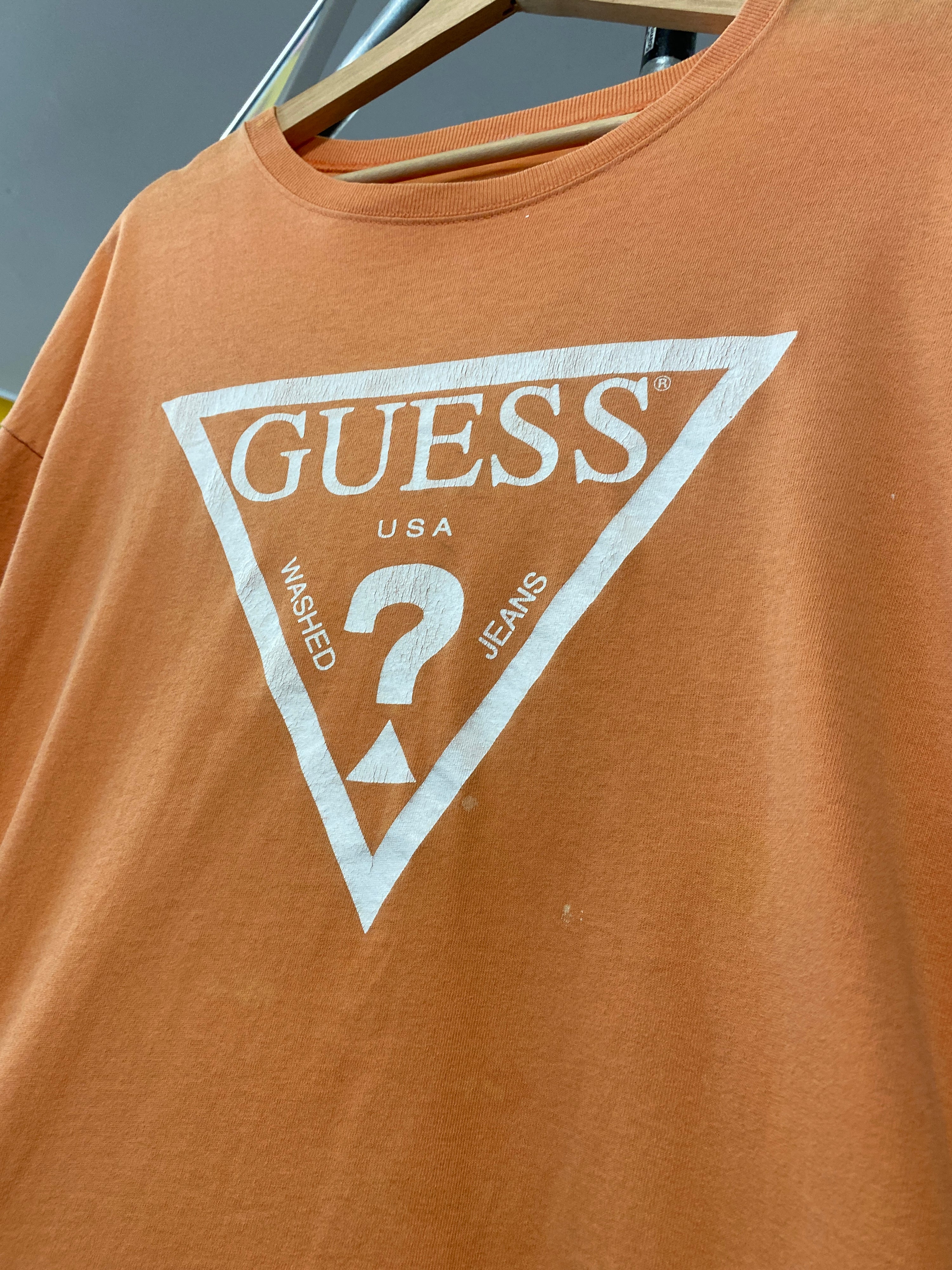 XL - Vintage Guess USA Peach Cropped Tee