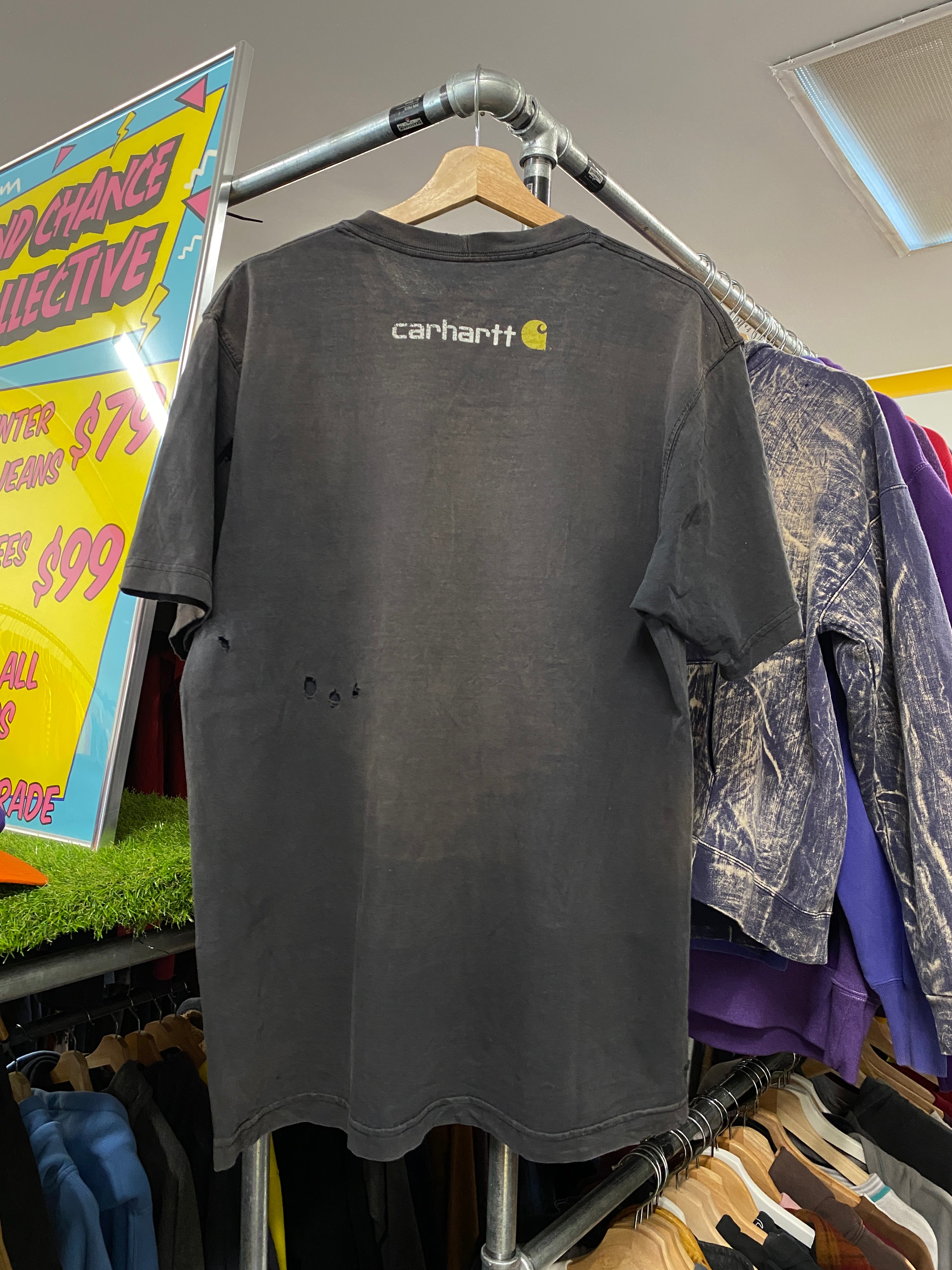 M - Carhartt Distressed Black Spellout Tee