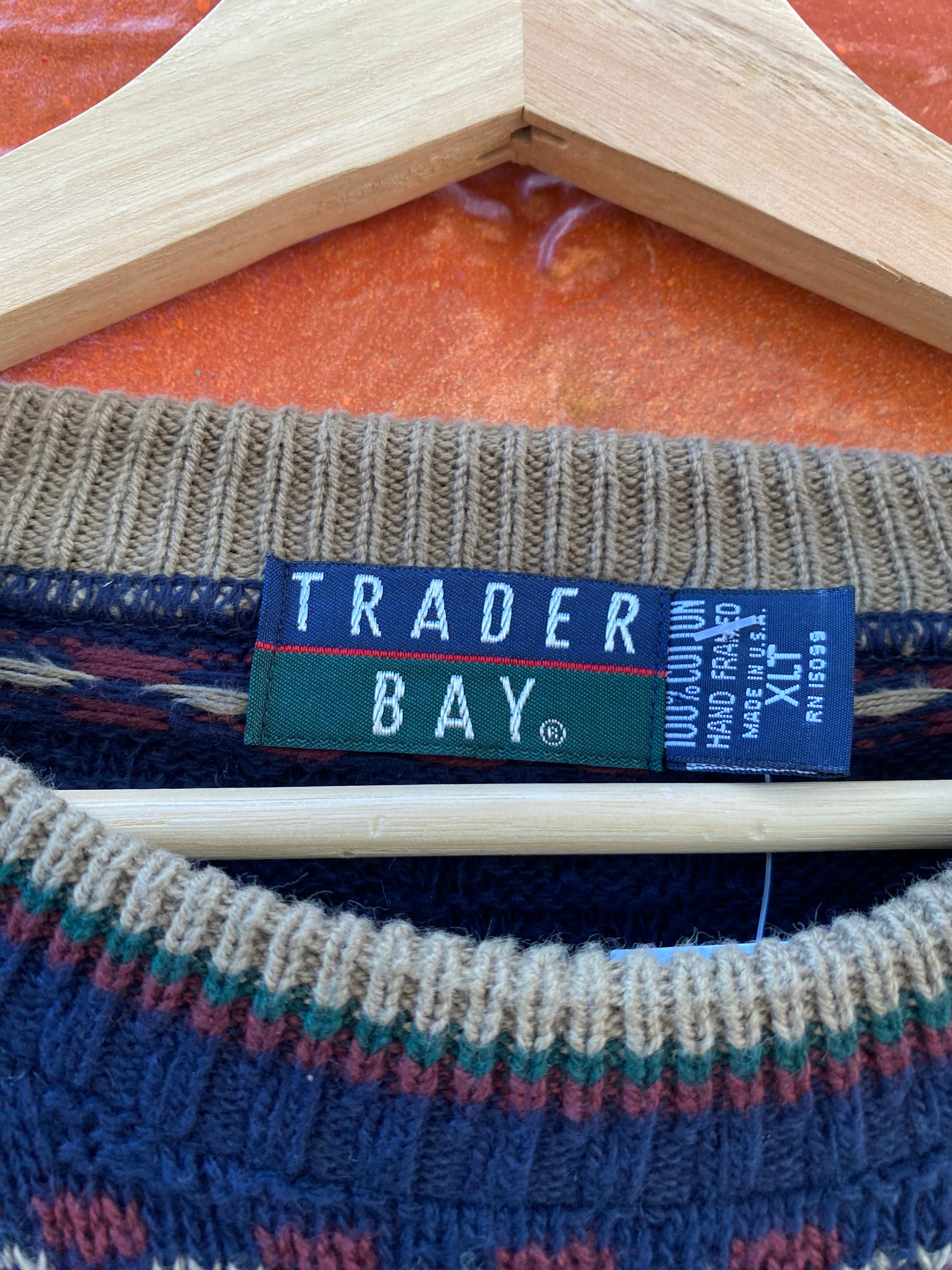 [XLT] Trader Bay Navy w/ Small Rectangles Knit Sweater