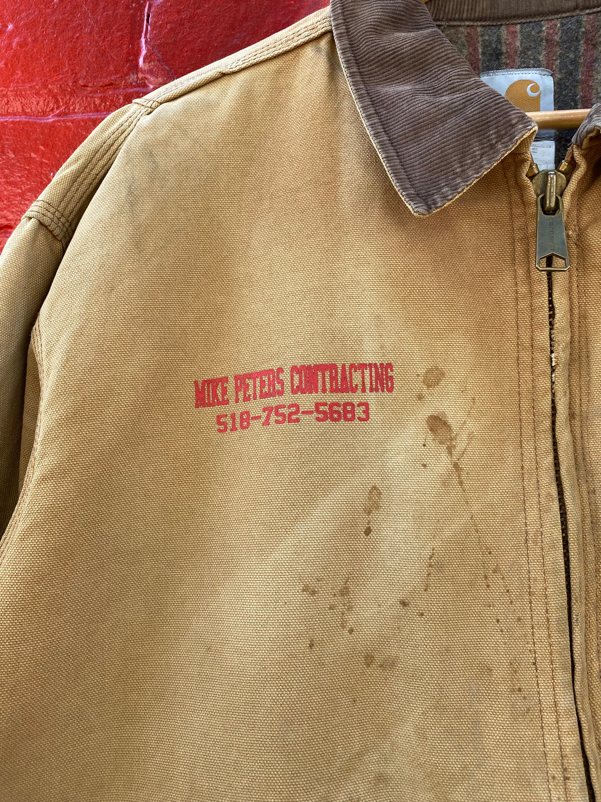 [XL] Vintage Carhartt Tan Detroit Jacket 'Mike Peters Contracting'
