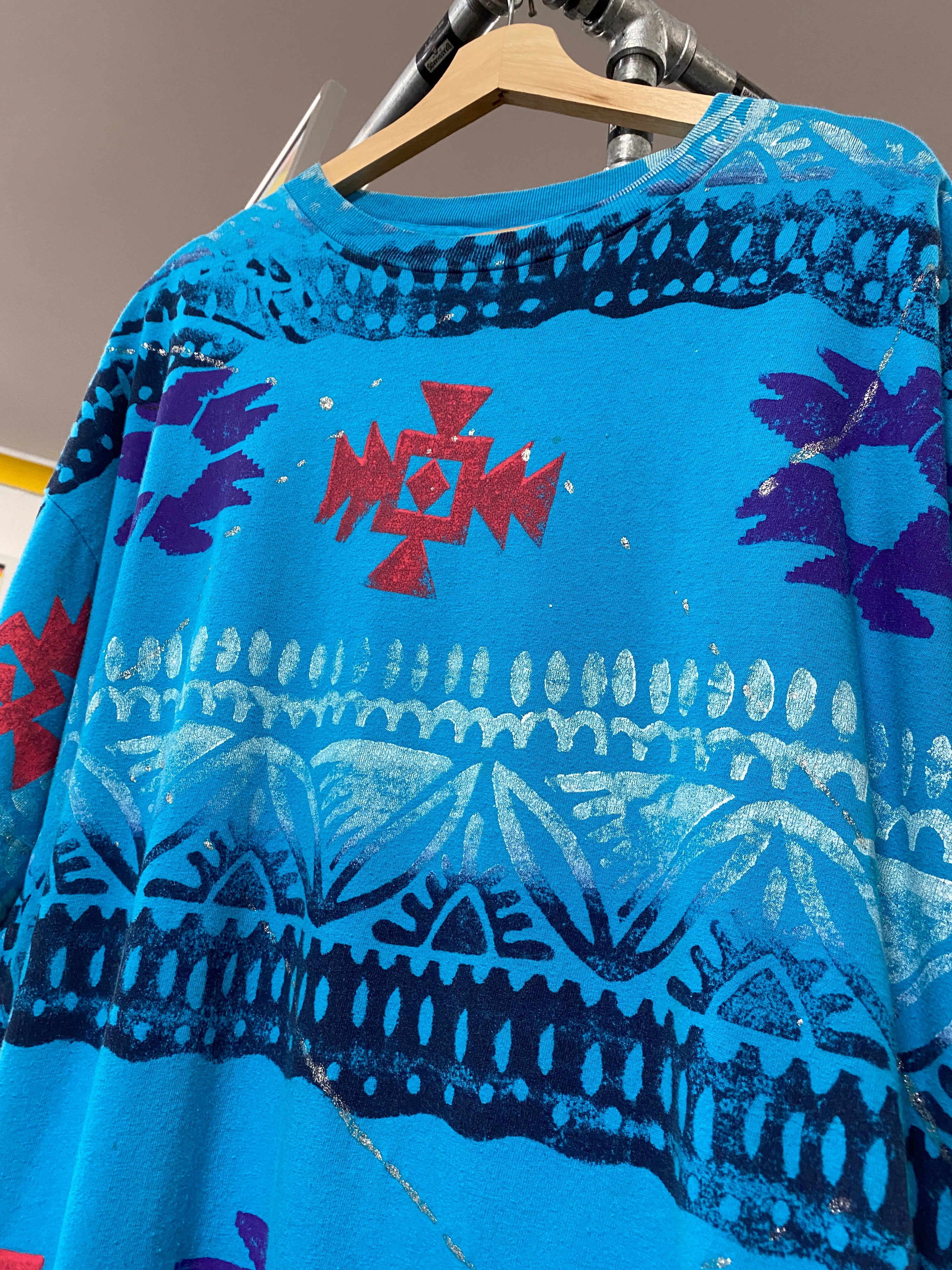 3XL - Turquoise Aztec Painted AOP