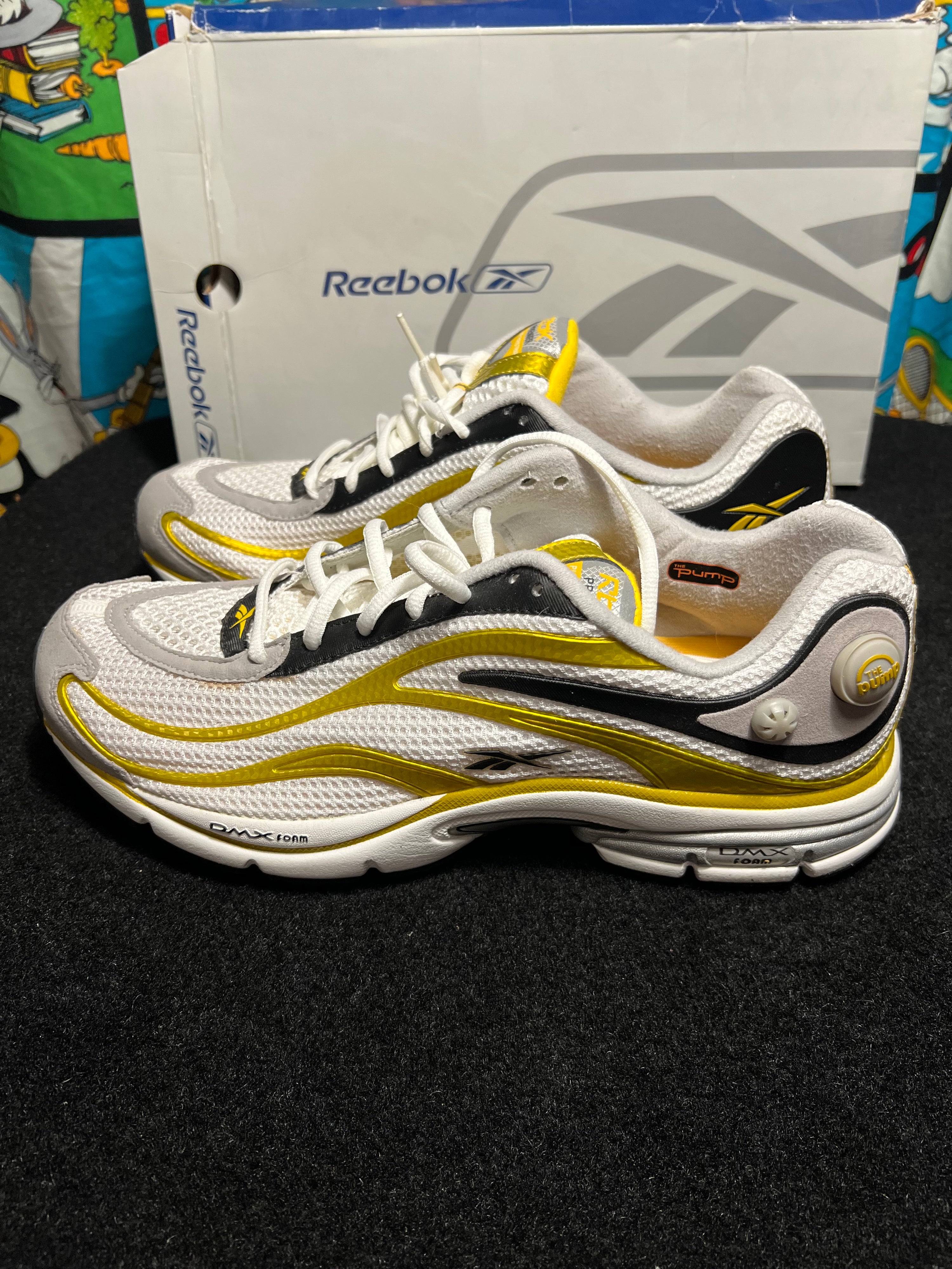 US12 - Reebok Pump Paris Trainer White/Gold NEW 1-161927
