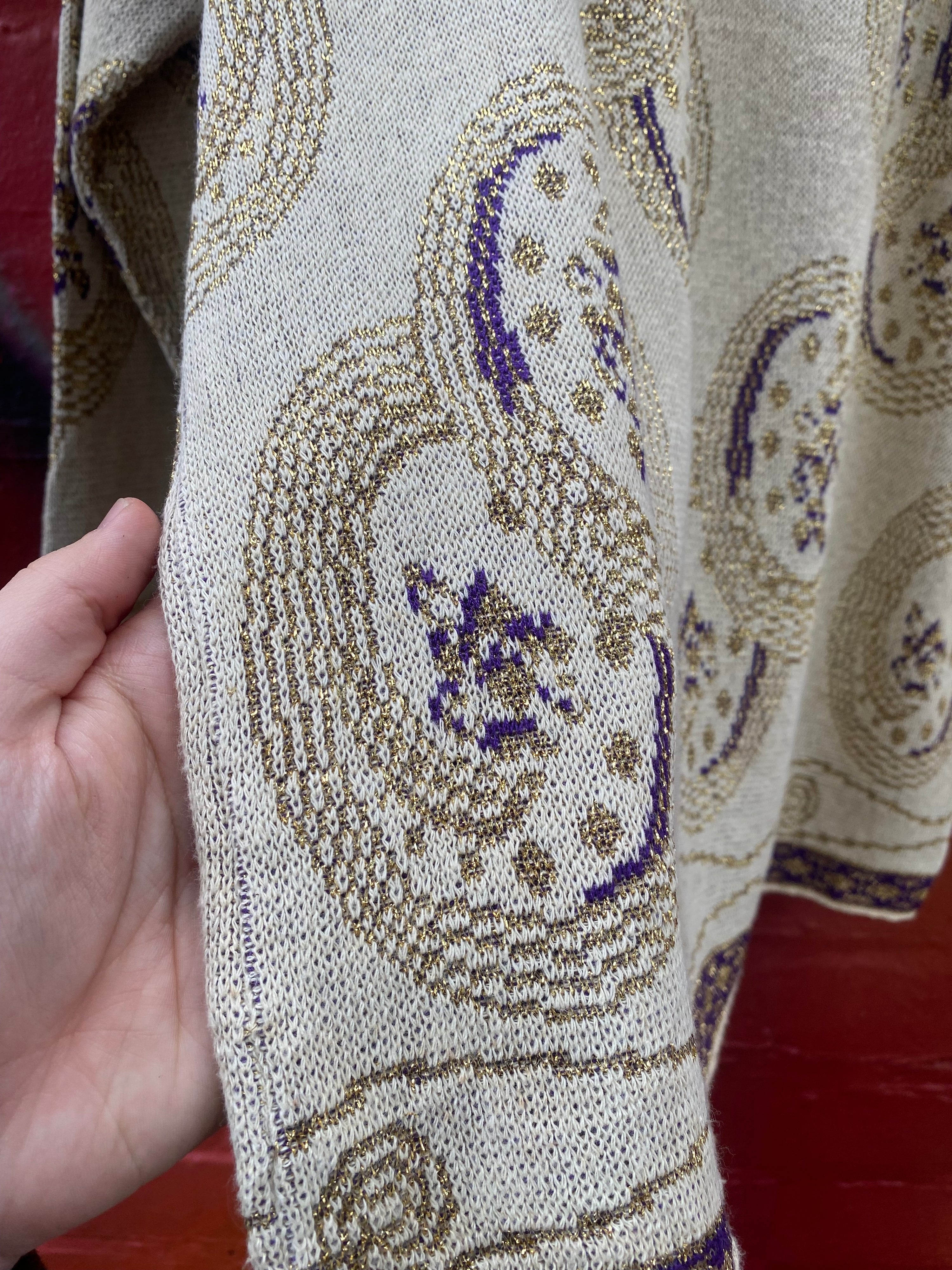 [S] Gold and Purple Knit Sweater